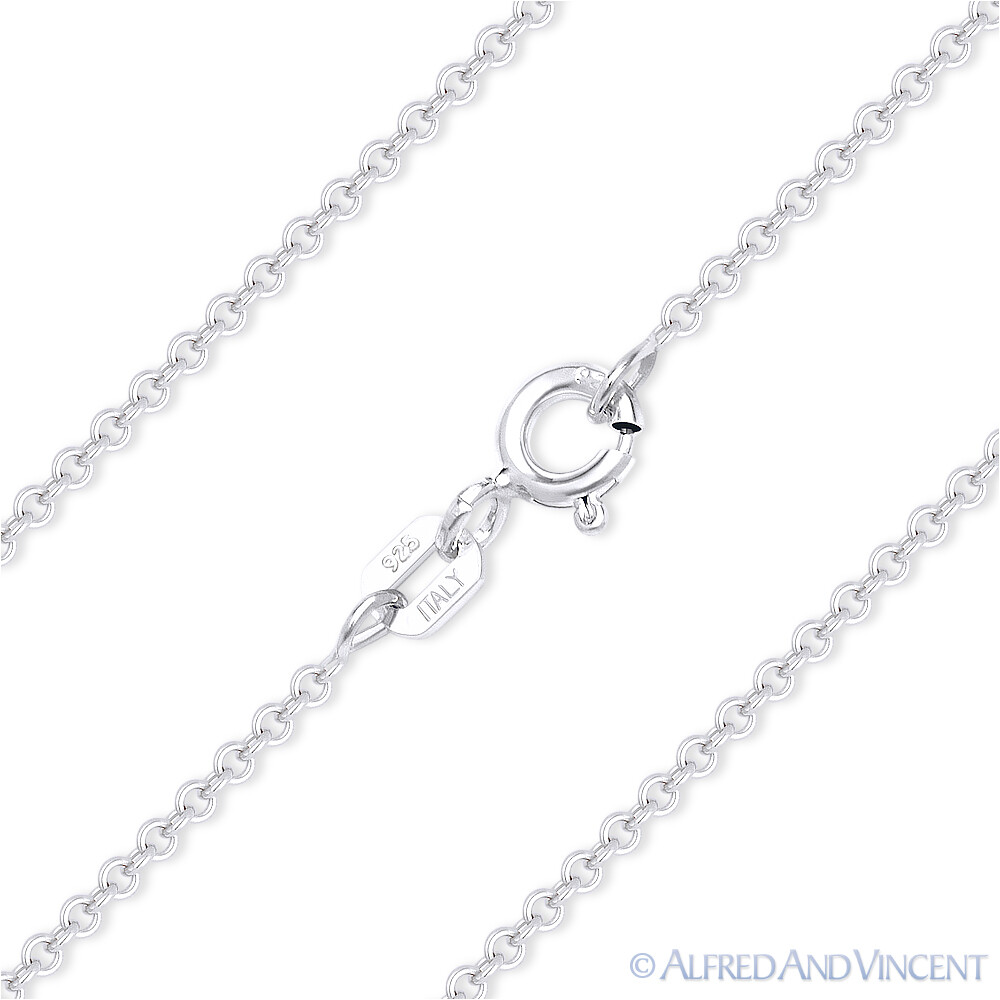 1.4mm Rolo Link Italian Cable Chain Necklace in Plain .925 Italy Sterling Silver