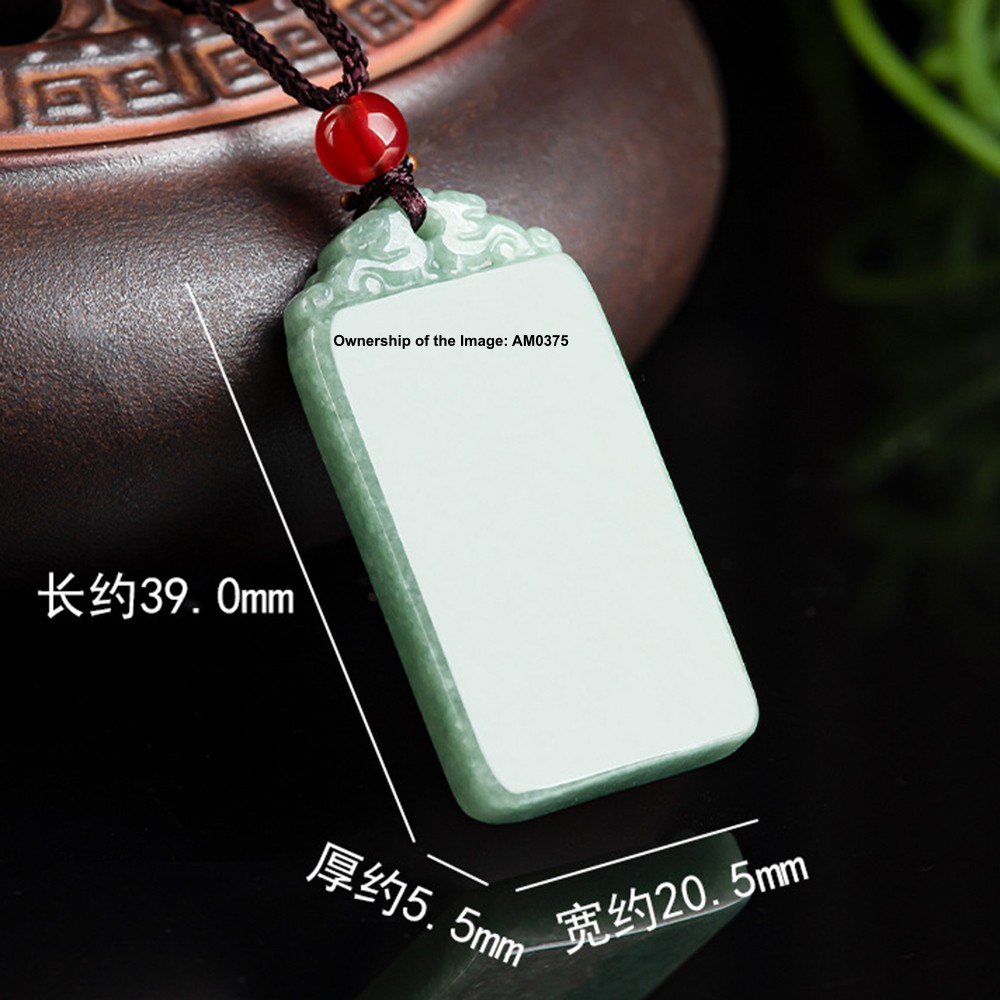 Natural Bean Green Jade Pendant Plain Lucky Grade A Jadeite Gemstone Amulet
