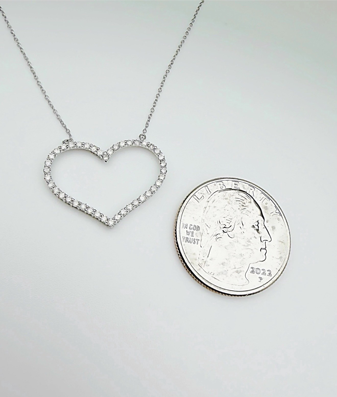 18K Solid Gold Heart Diamond Necklace Women VS D-F Real 0.50ct Dainty Gift
