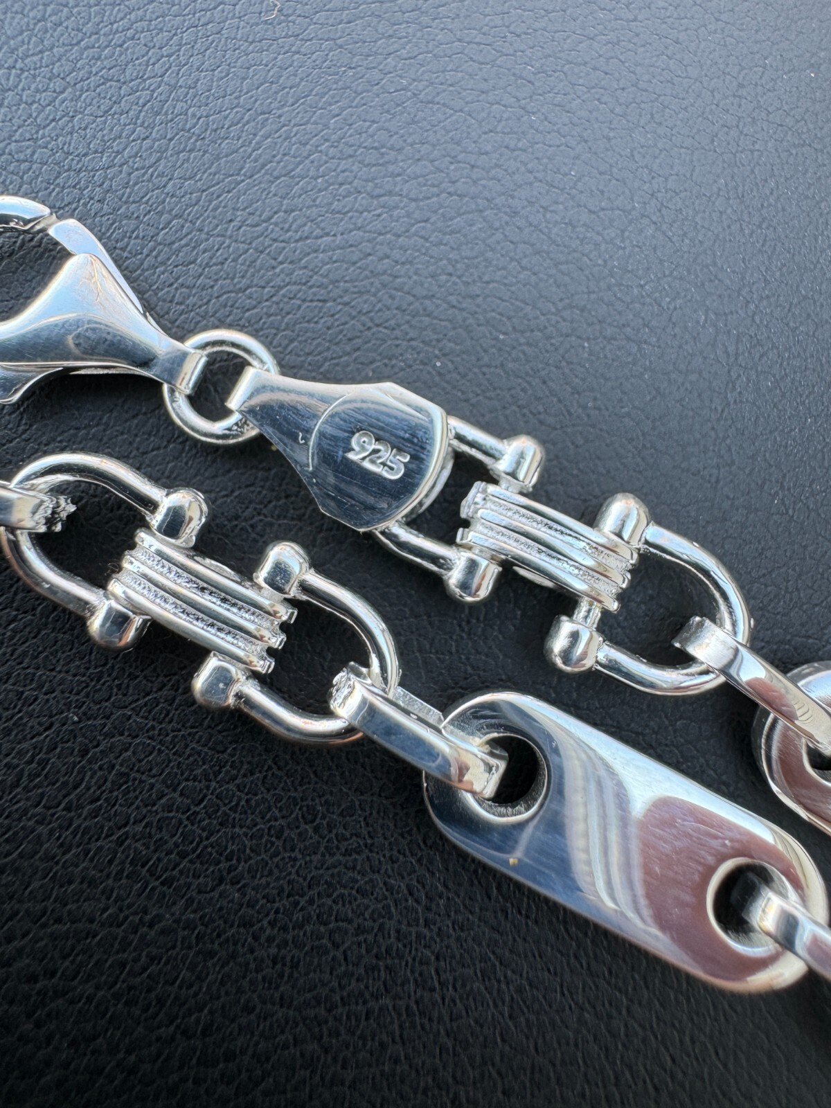 Real 925 Sterling Silver Custom Ferragamo Link Chain Necklace 7.5mm 18-30″ ITALY