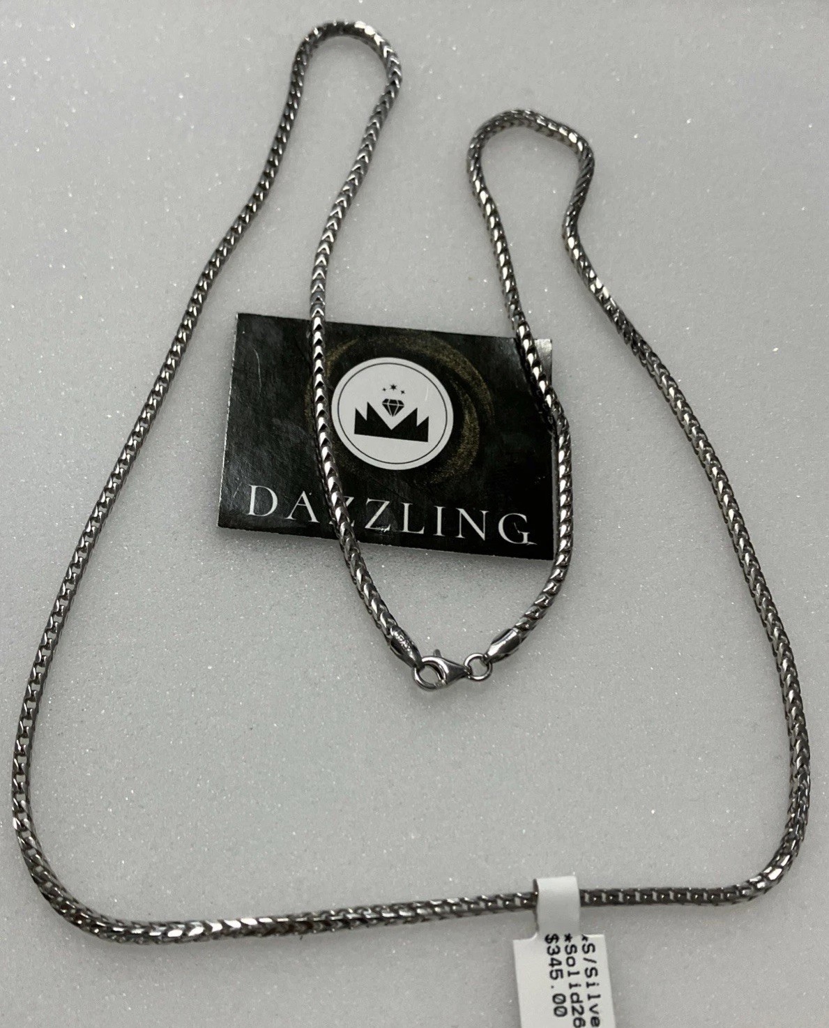 925 Sterling Silver Italy Solid Franco/Foxtail Chain 18grams 2.4mm 26” New w/Tag