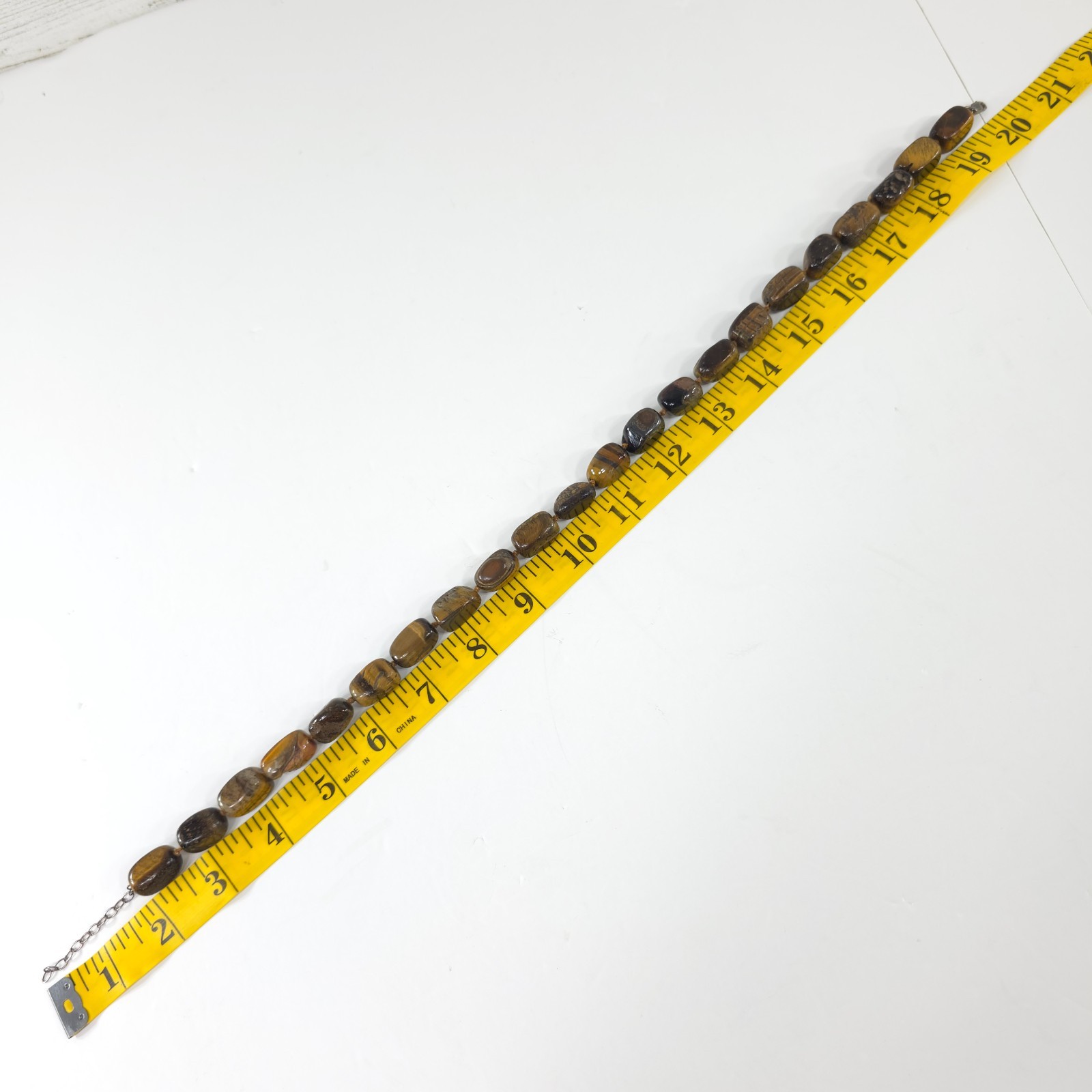 TIGER’S EYE NATURAL GEMSTONE NECKLACE WITH STERLING SILVER .925 20 in 110gr …