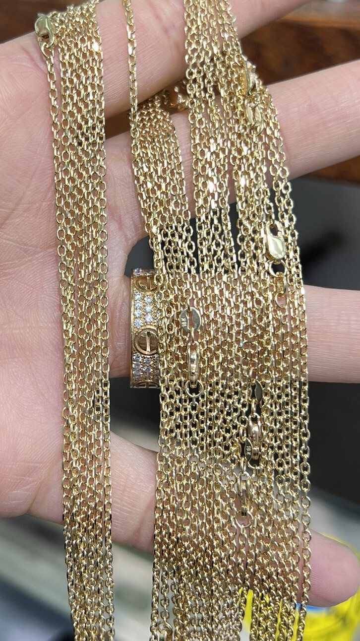 18k Solid Yellow Gold Anchor Chain Necklace for Unisex Kid Adult