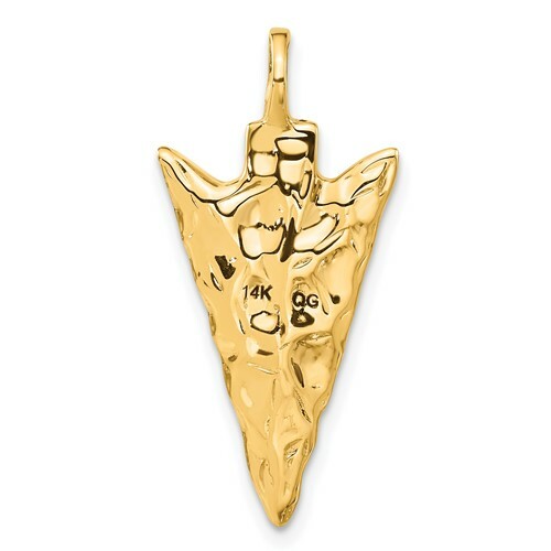 14K YELLOW GOLD TEXTURED ARROW HEAD CHARM / PENDANT – 3.4 GRAMS – 1.2″