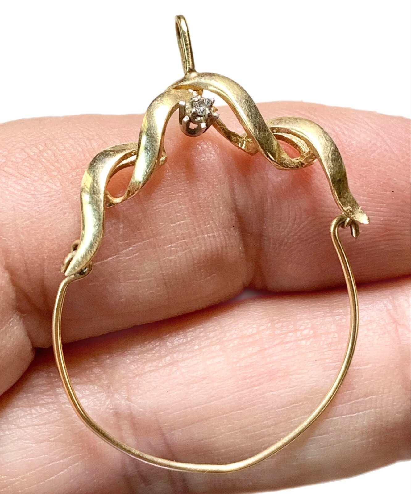 Vintage 14k Gold Charm Holder, Pendant, with Diamond