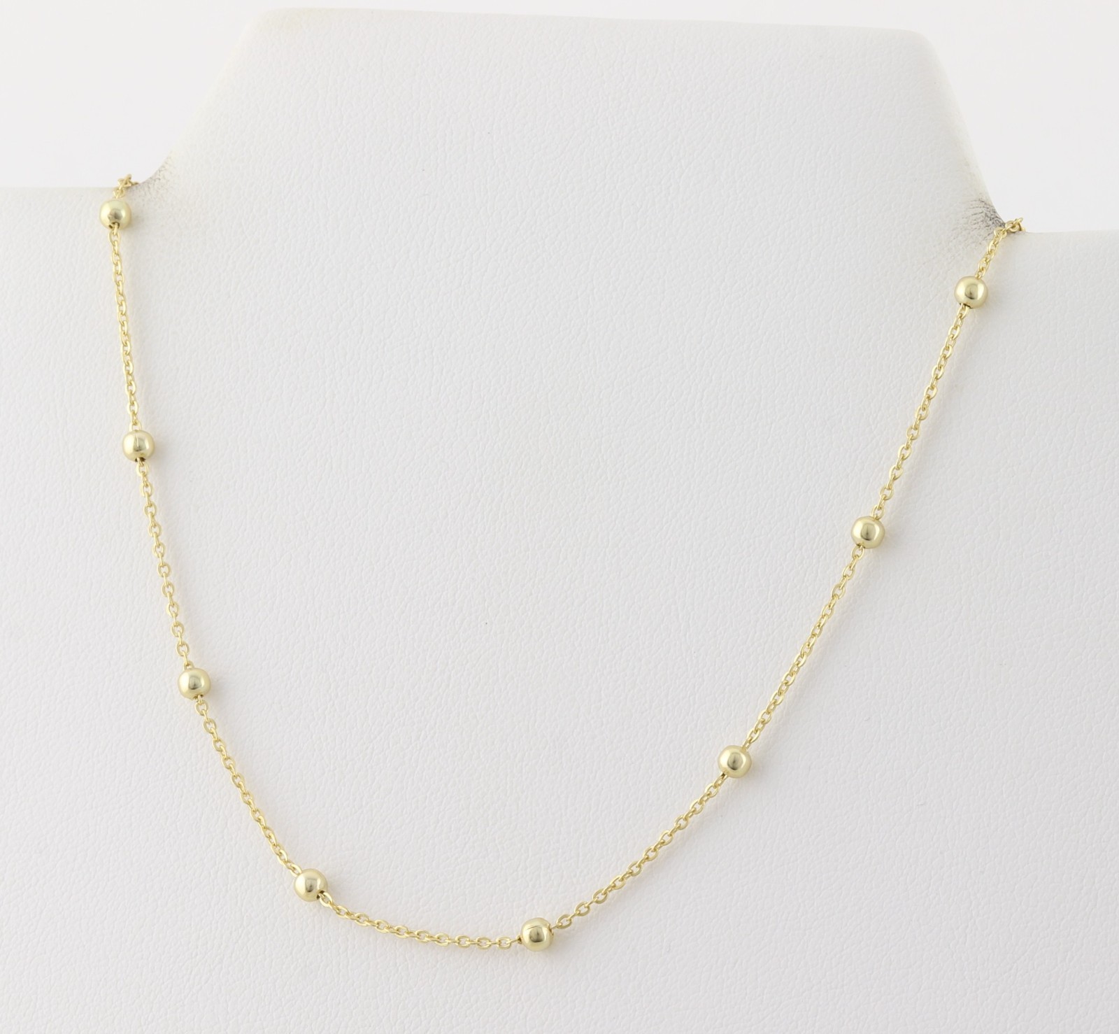 18k Gold Over Sterling Silver Beaded Station Necklace Choker 12.5″ to 14.25″ in