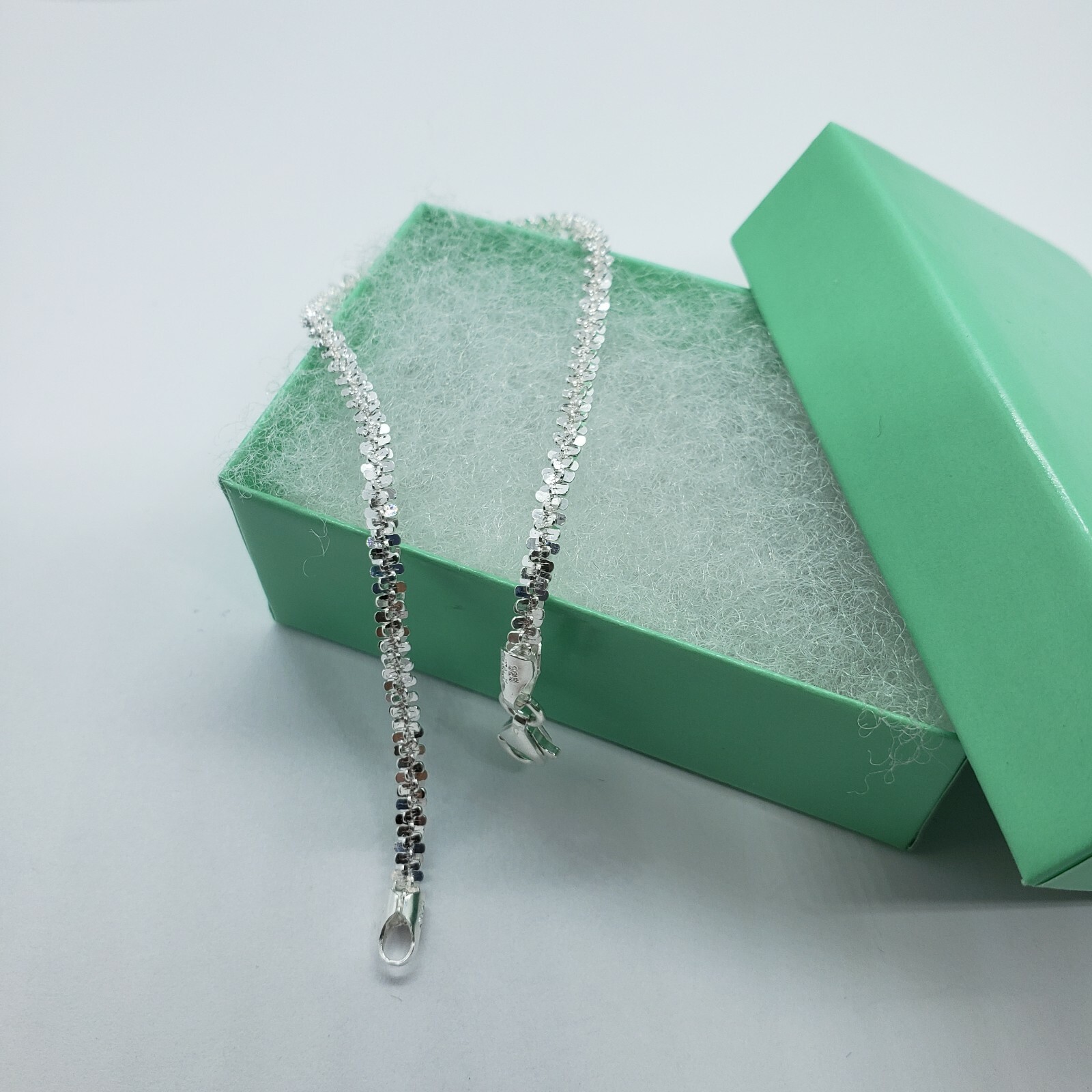 Sterling Silver Sparkle Rock Chain Necklaces & Bracelets 2.5mm Diamond Cut 7-24″