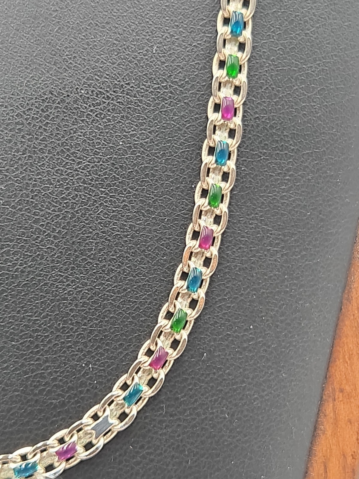 925 Milor Bismark Chain Sterling Silver Multi-Color Enamel