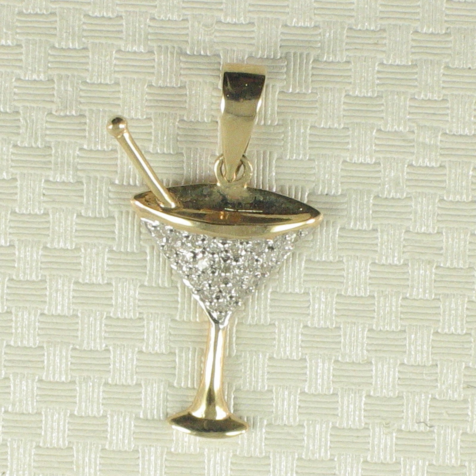 Beautiful Cocktail Cup Design 14kt Solid Yellow Gold Diamond Pendant Necklace