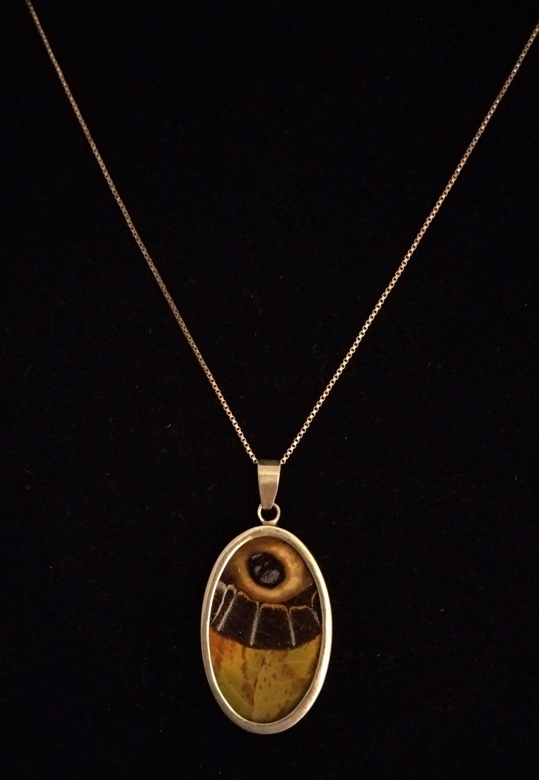 Vintage Reversible Butterfly Wing Pendant & Necklace Sterling Silver Italy 925