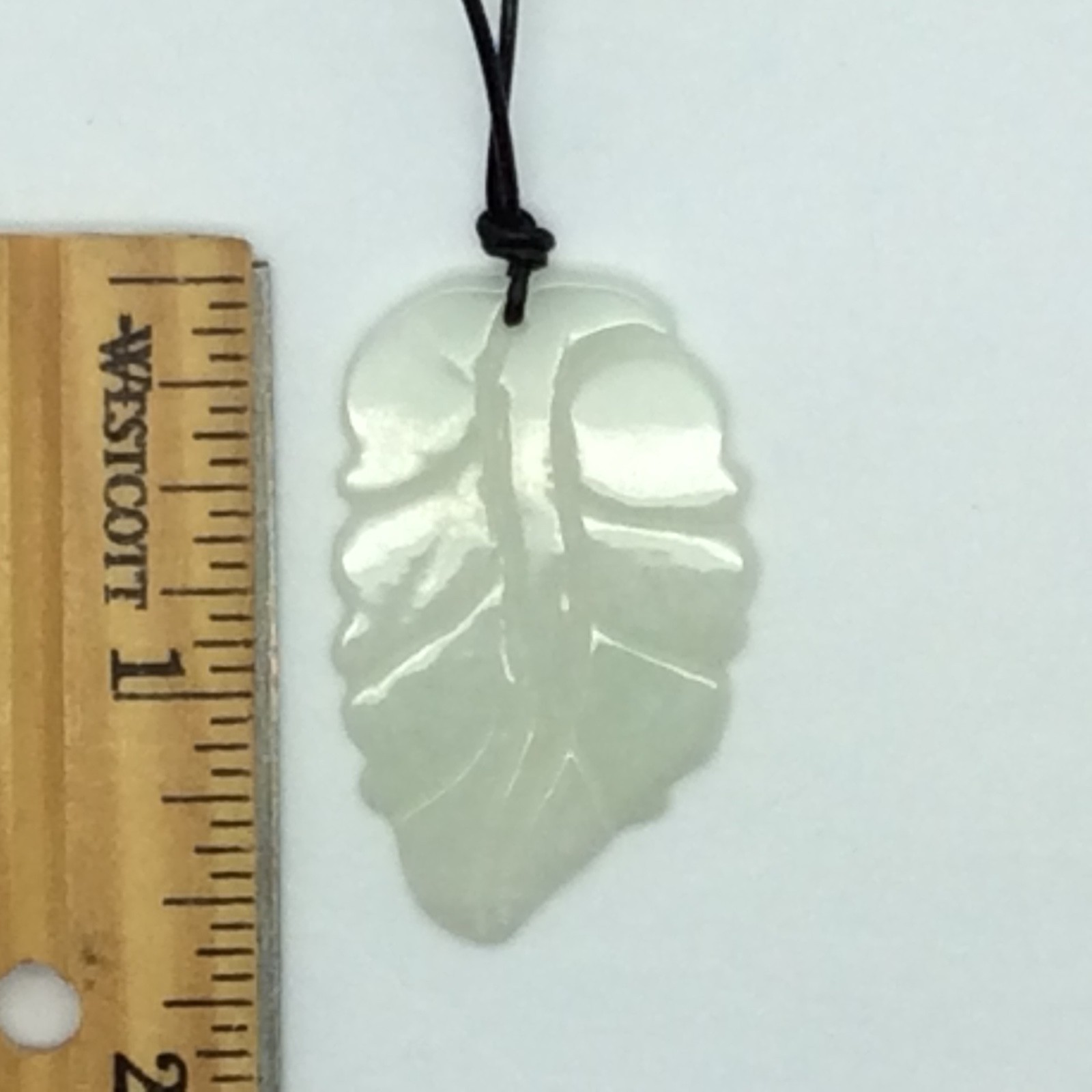 Burmese Jade Leaf Pendant Light Green Jadeite Jade Stone Necklace Burma Myanmar