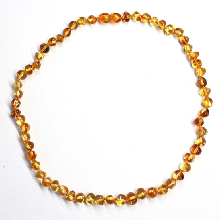 Polished Baroque Style Cognac Milky Honey Lemon Color Adult Healing Necklace
