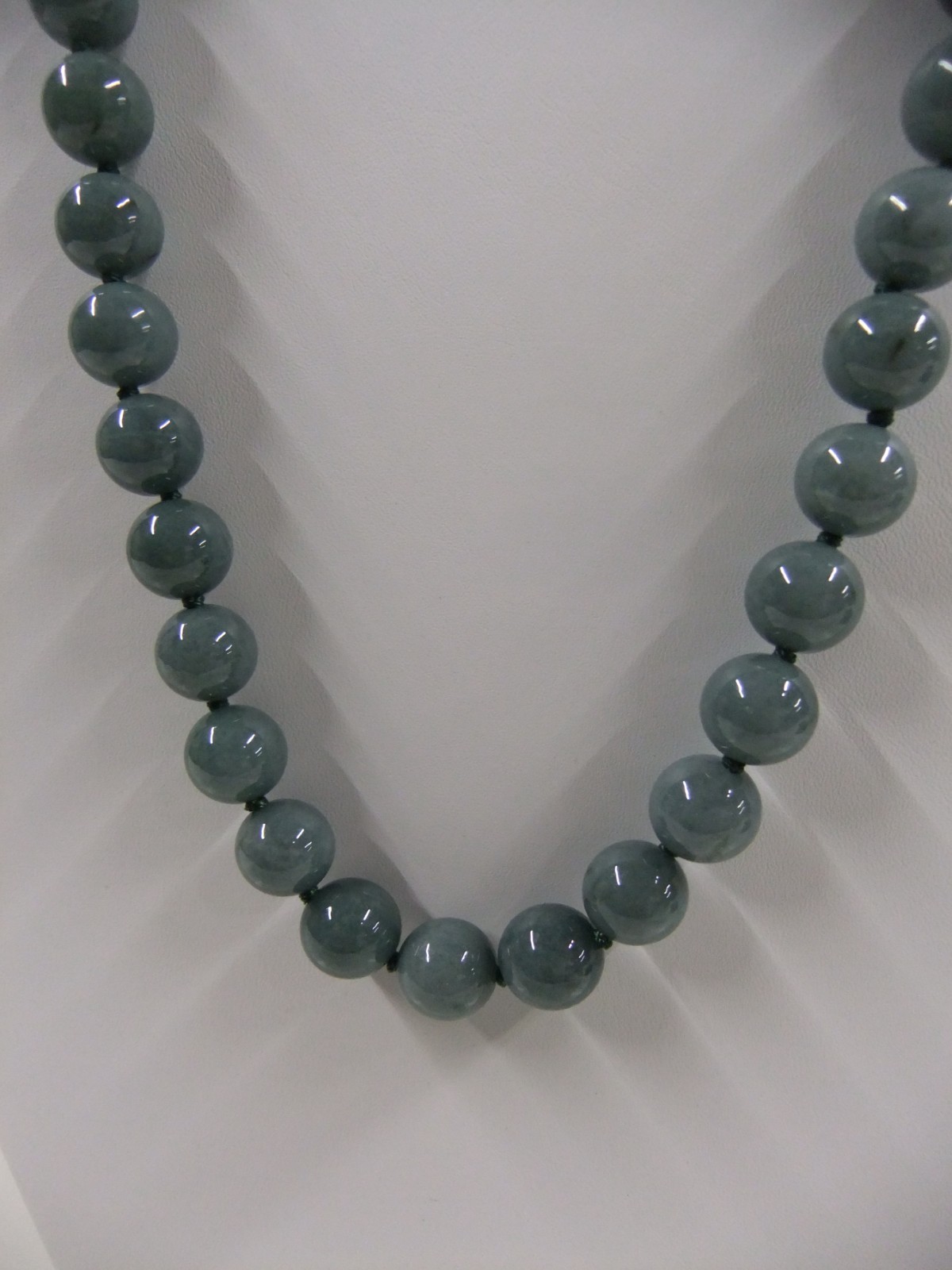 Type A Olmec Jadeite & White Zircon Sterling Silver Necklace 425.30 Cts