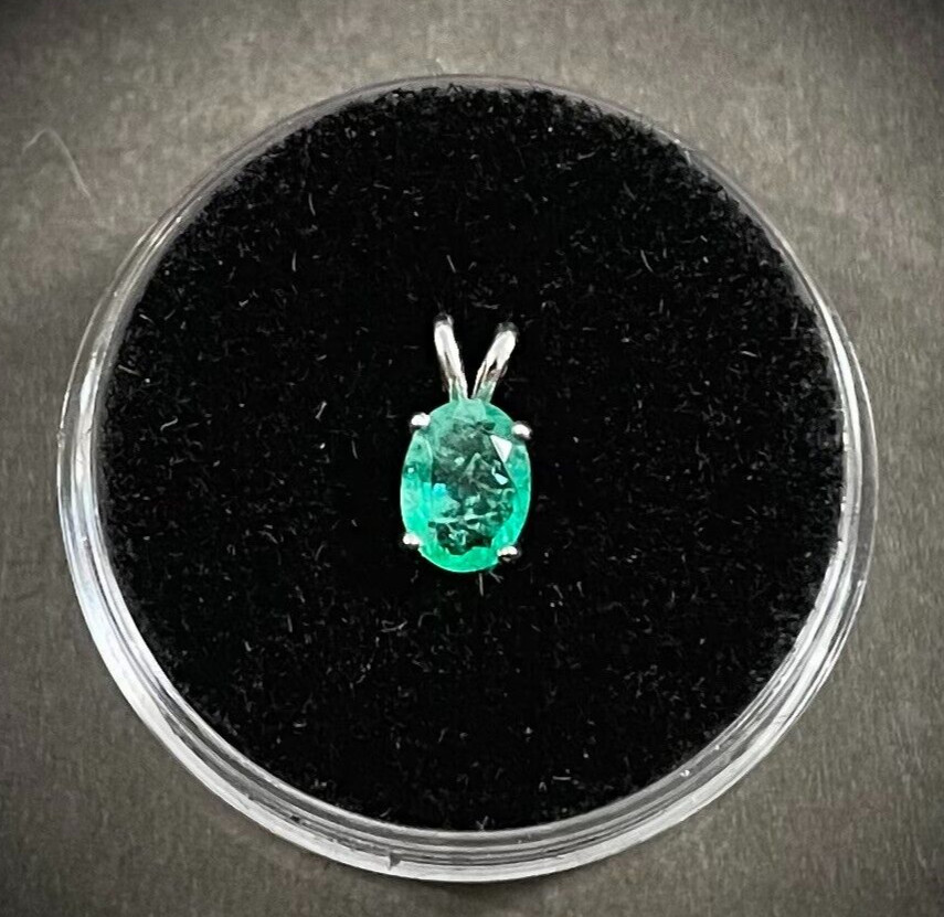 May Birthstone ~ 0.39 ct. Natural Colombian Emerald Silver Pendant *$225* Value