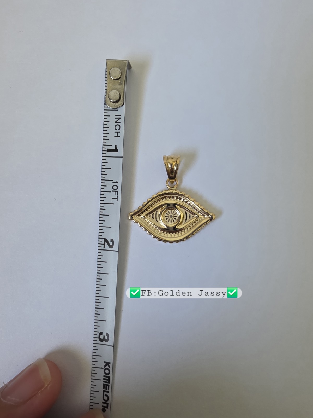 18K Real Gold Evil Eye Pendant