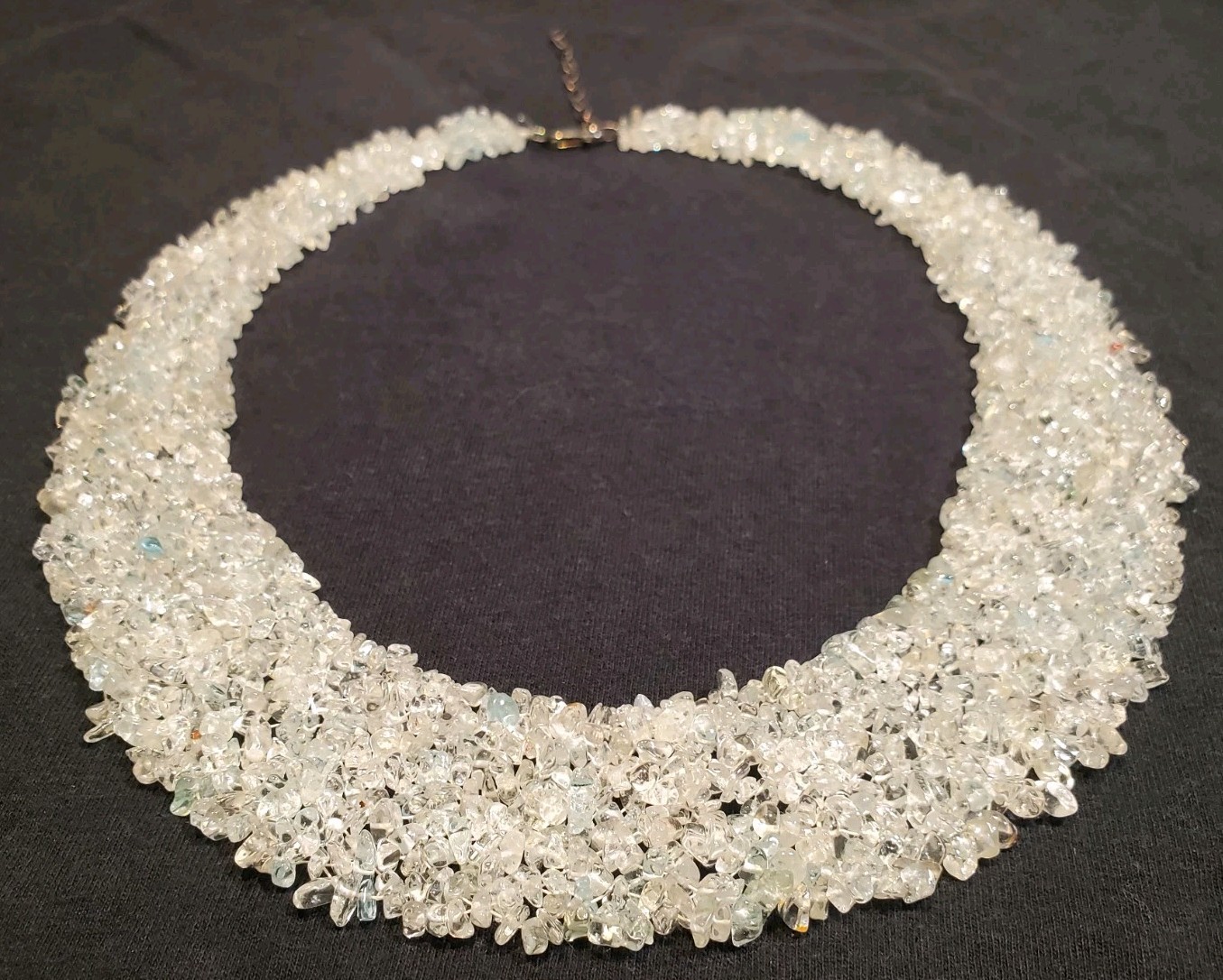 Vintage AIL Aluma Rock Crystal Quartz Woven Multi Strand Bib Statement Necklace