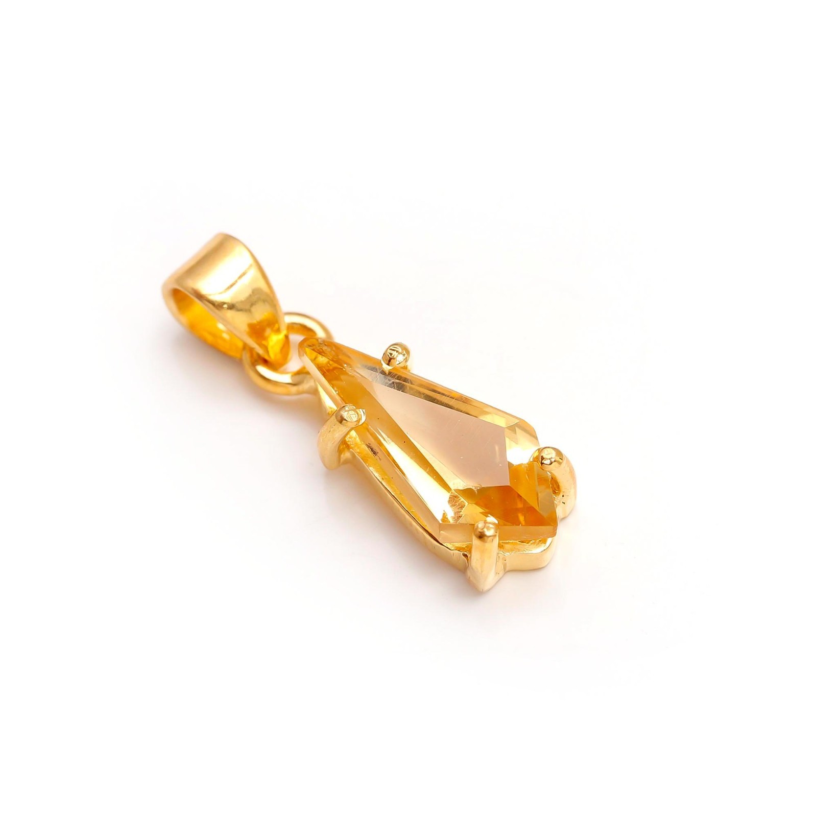Natural Citrine Quartz Kite Chain Necklace Gold Fill 925 Sterling Silver Jewelry