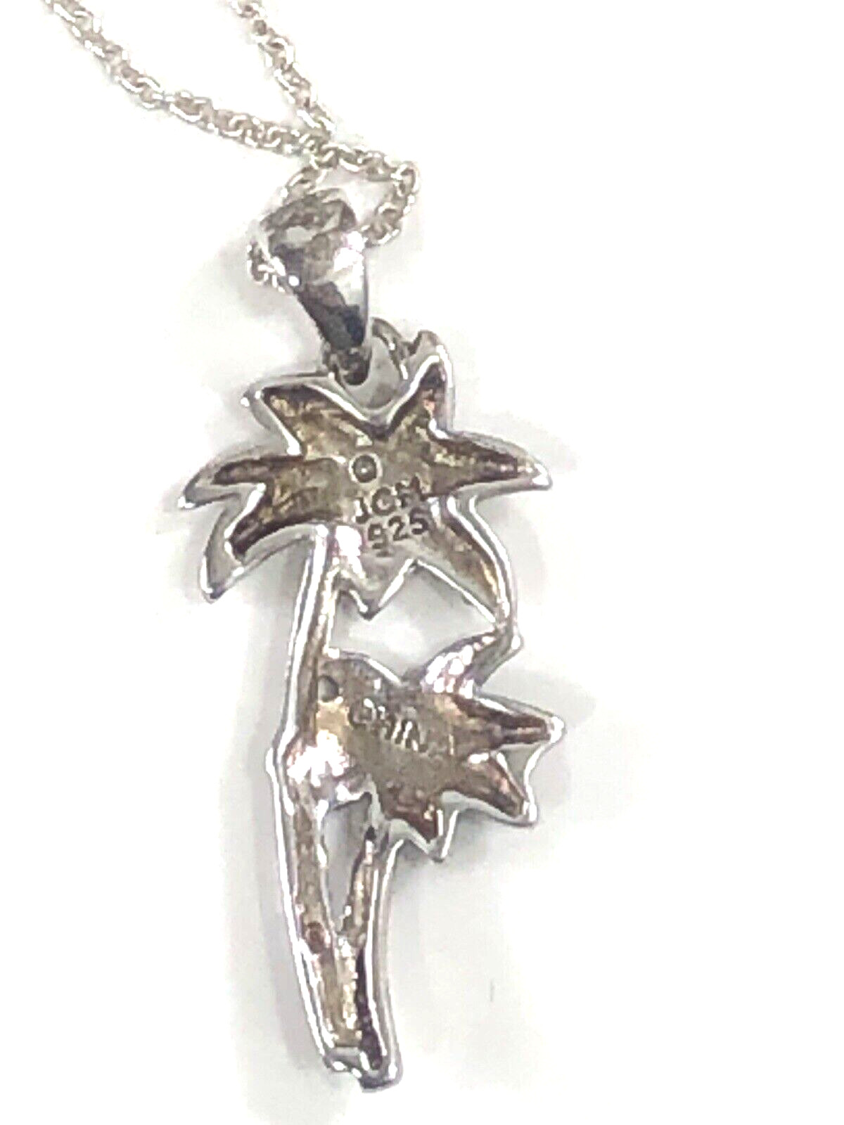 JCM Jacmel Necklace 925 Sterling Silver Palm Tree Diamond Accent – 18″ Length