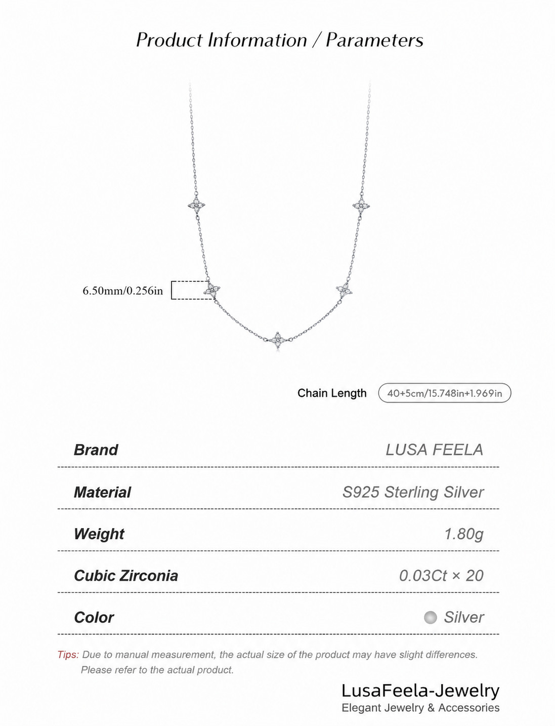 925 Sterling Silver Moissanite Four Leaf Clover Station Necklace for Women