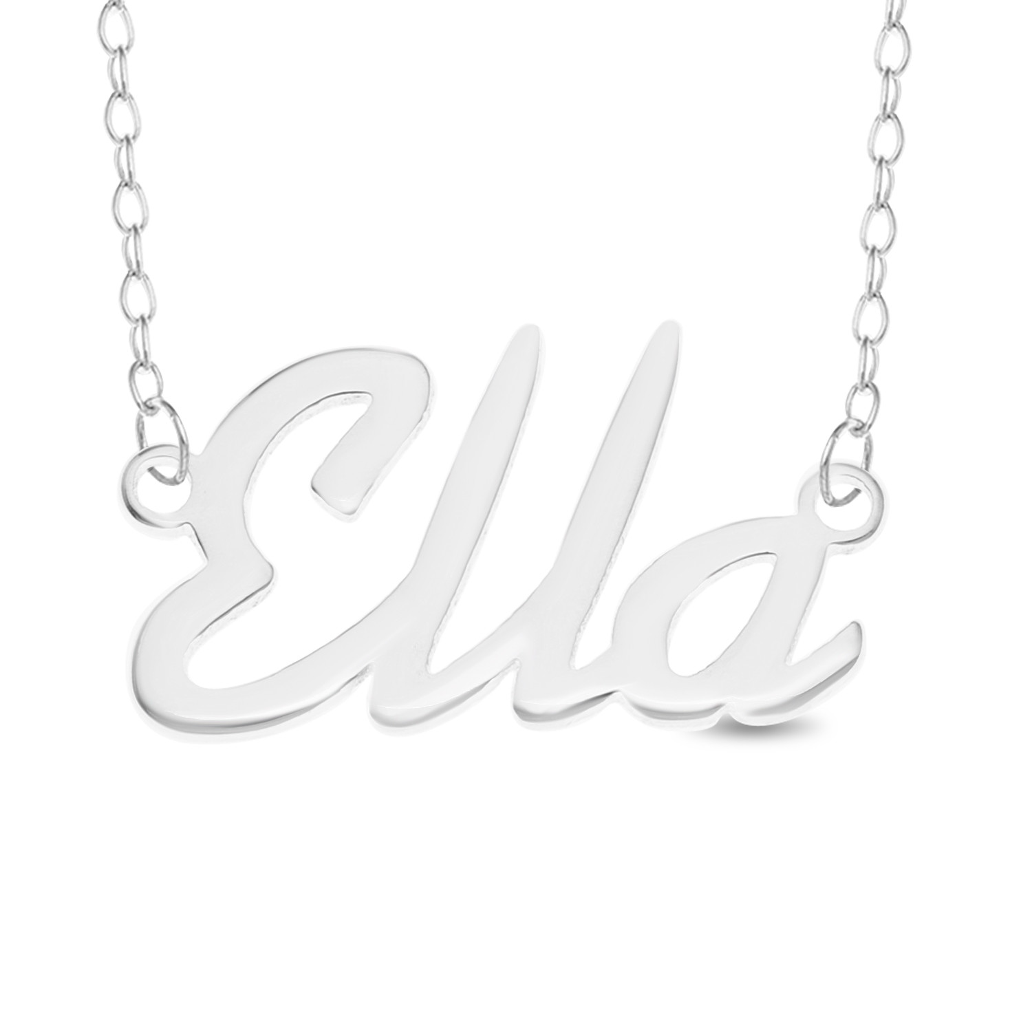 Ella Name Plate Necklace Pendent Sterling Silver female Personalized Custom gift