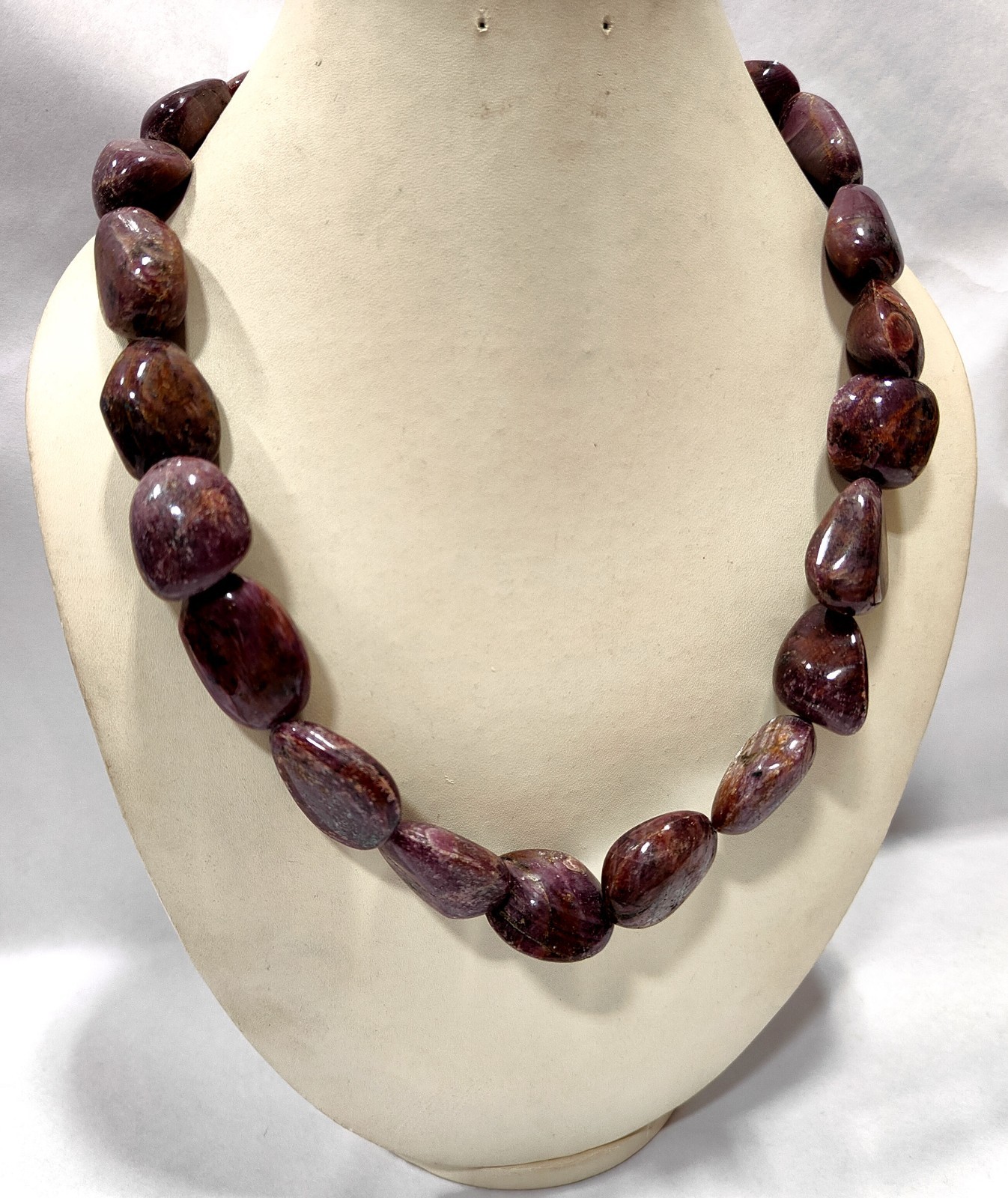 Natural Indian Ruby Tumble Beads Necklace: Handmade AAA+ Quality, 20 Inches Bead