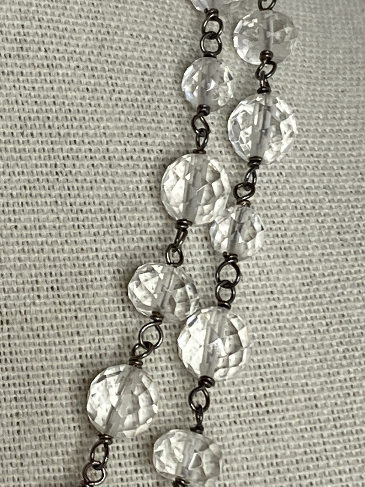Silpada Necklace Sterling Silver Faceted Glass Beaded Lariat Signed Long 36”
