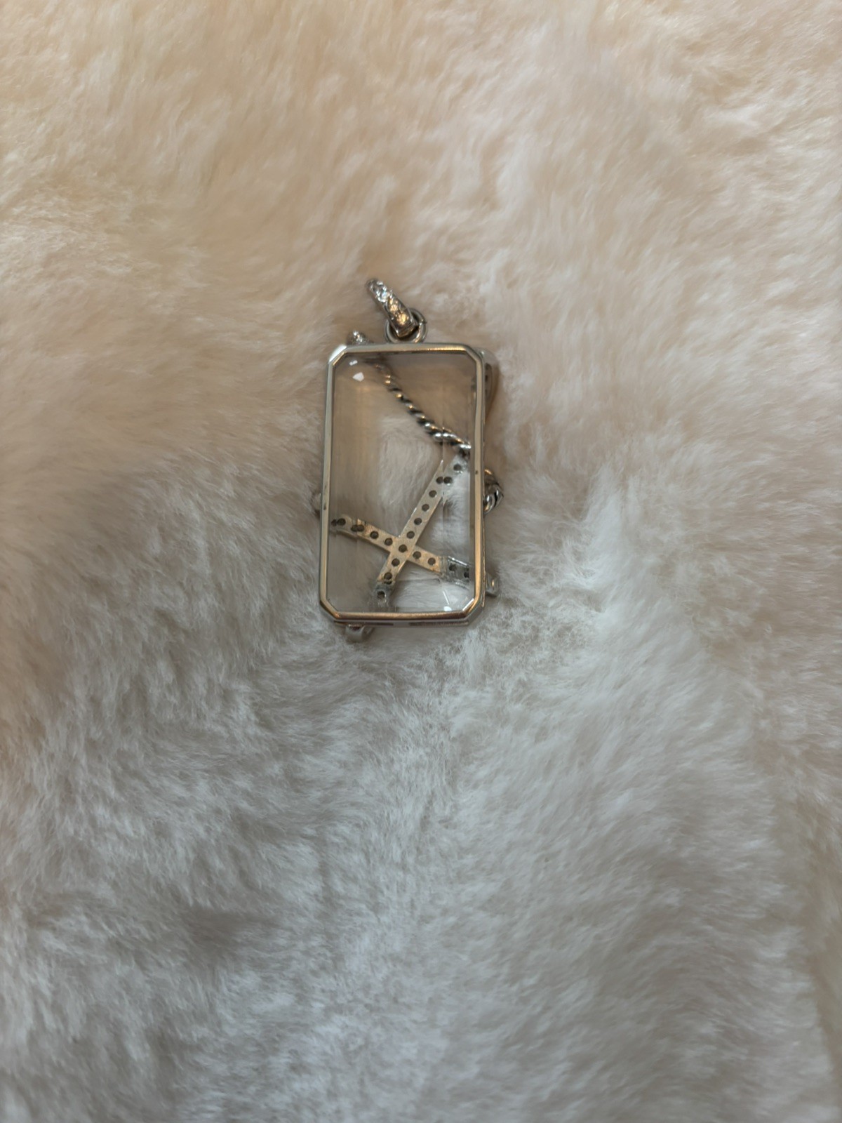 David Yurman Cable Wrap Amulet Sterling Silver with Crystal and Diamonds, 32mm