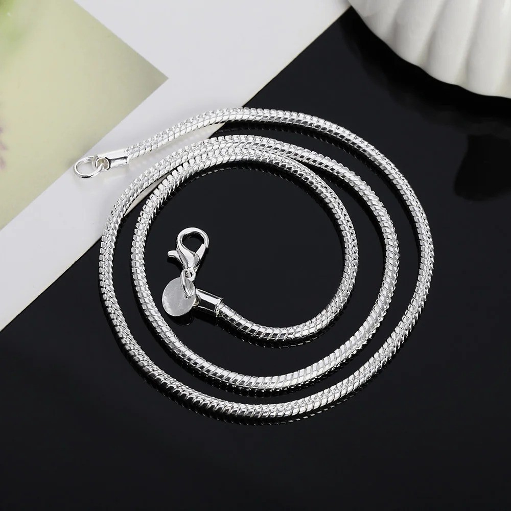 Men&Women’s 925 Sterling Silver Snake Chain Necklace 16-24*