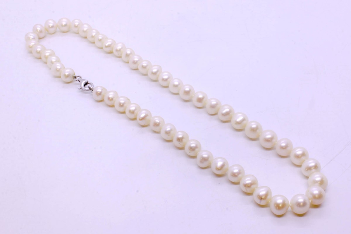 16″ 925 Sterling Silver 9mm Cultured Freshwater Pearl Strand String (LP2103294)