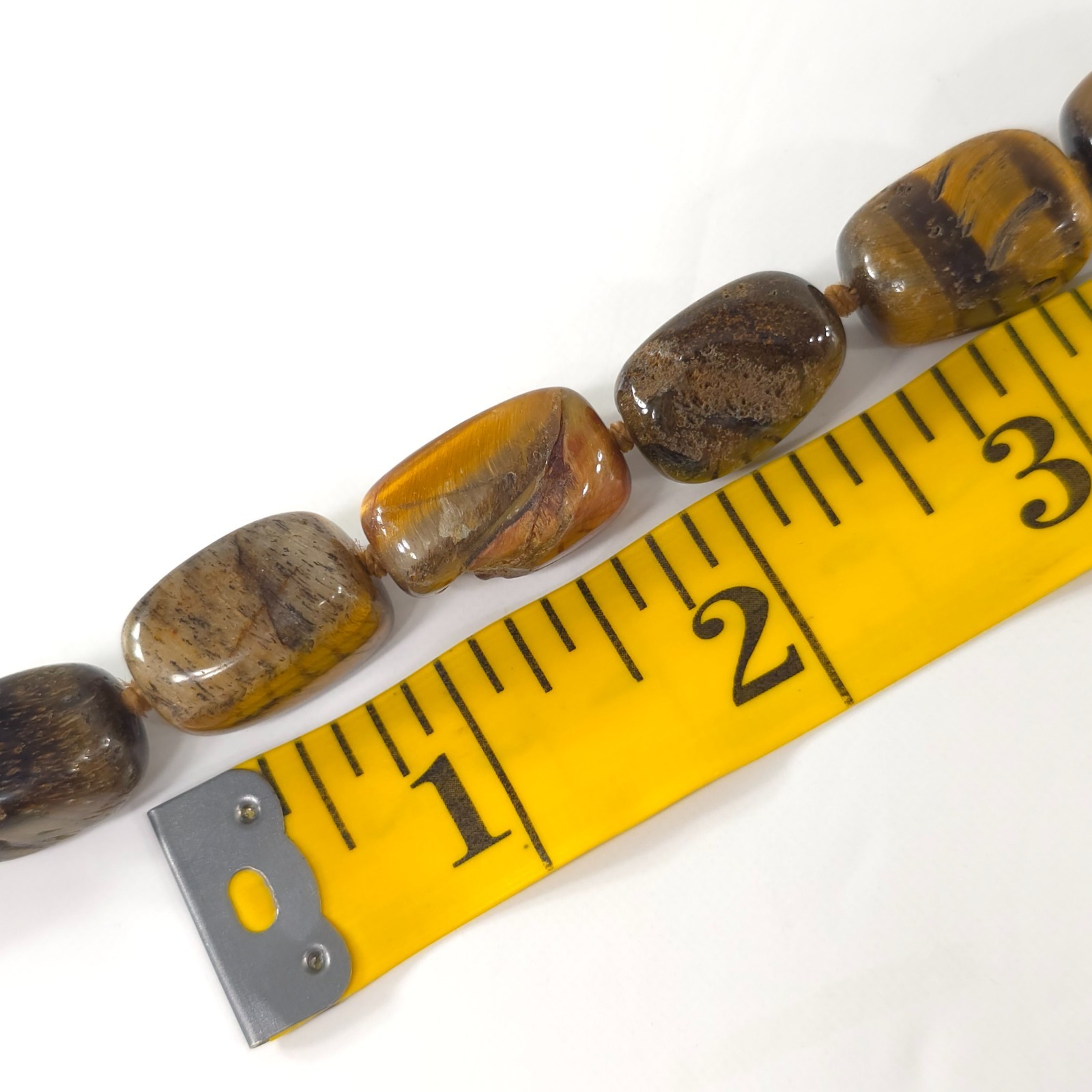TIGER’S EYE NATURAL GEMSTONE NECKLACE WITH STERLING SILVER .925 20 in 110gr …