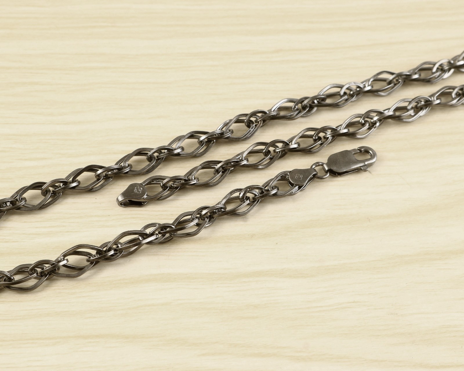 7mm Sterling Silver Oxidized Long Rambo Chain Necklace | Solid 925 Silver Chain