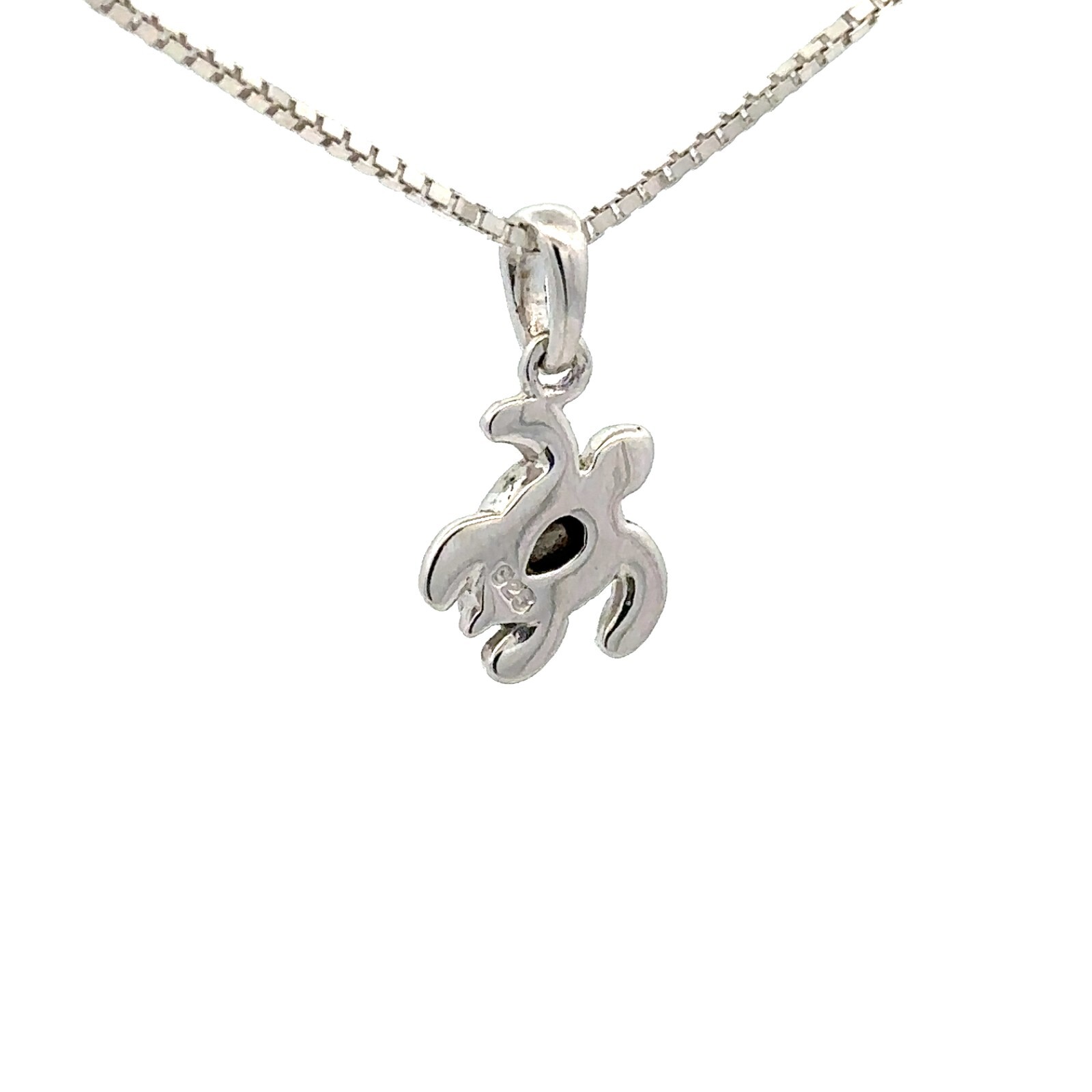 Sterling Silver Turtle Pendant/Charm With CZ (3/8 x 1/2 Inch)