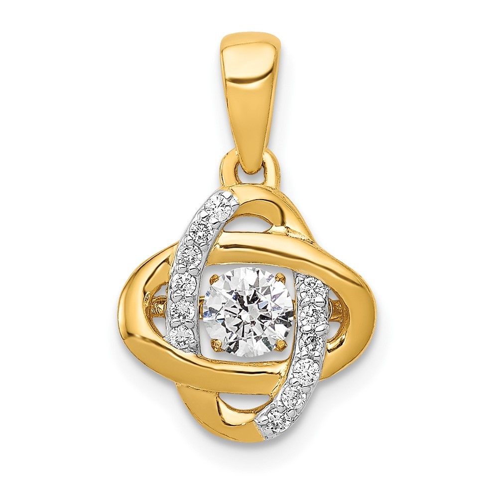14k Yellow Gold Round Lab Grown Diamond VS/SI+ G+ Vibrant Love Knot Pendant