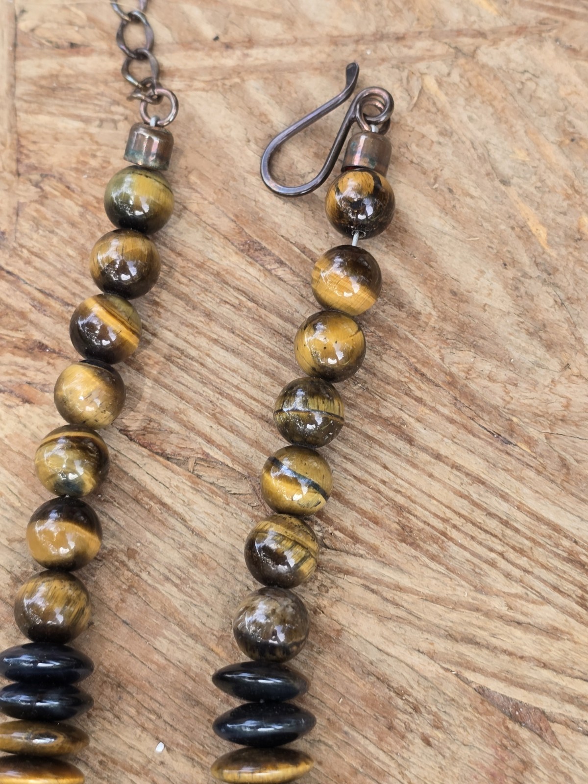 Jay King DTR Tiger Eye Gemstone Necklace Graduated….copper Clasp
