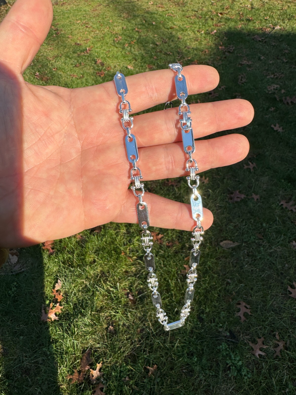 Real 925 Sterling Silver Custom Ferragamo Link Chain Necklace 7.5mm 18-30″ ITALY