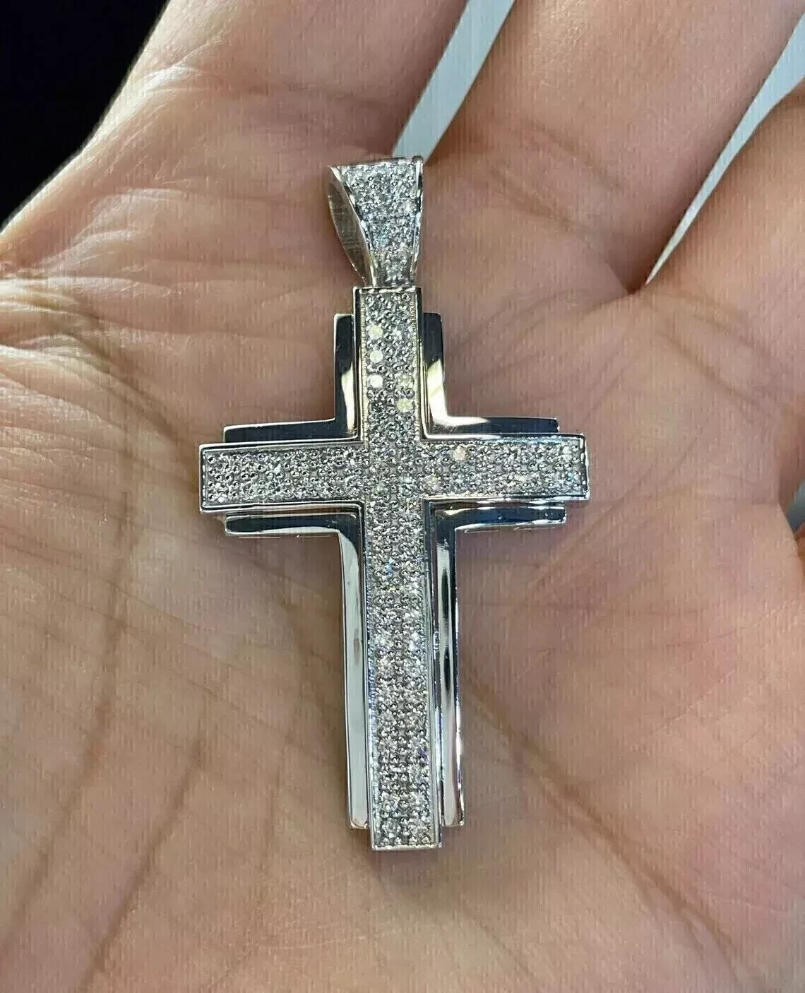 2Ct Round Cut Lab Created Diamond Men’s Cross Charm 925 Sterling Silver Pendant