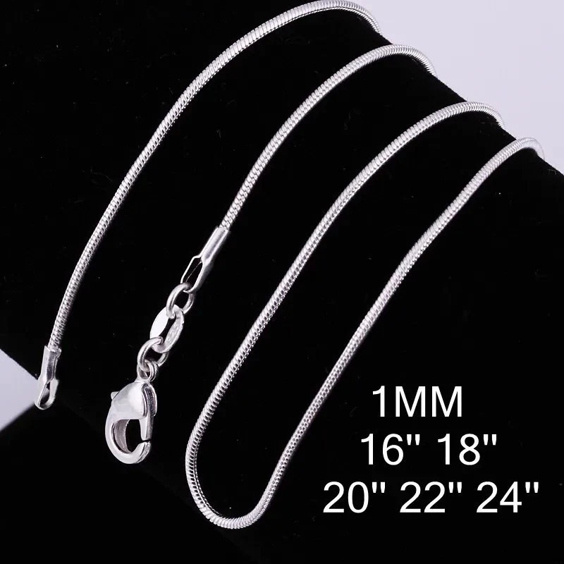 Men&Women’s 925 Sterling Silver Tarnish-Free Italian Snake Chain Necklace 16-24*