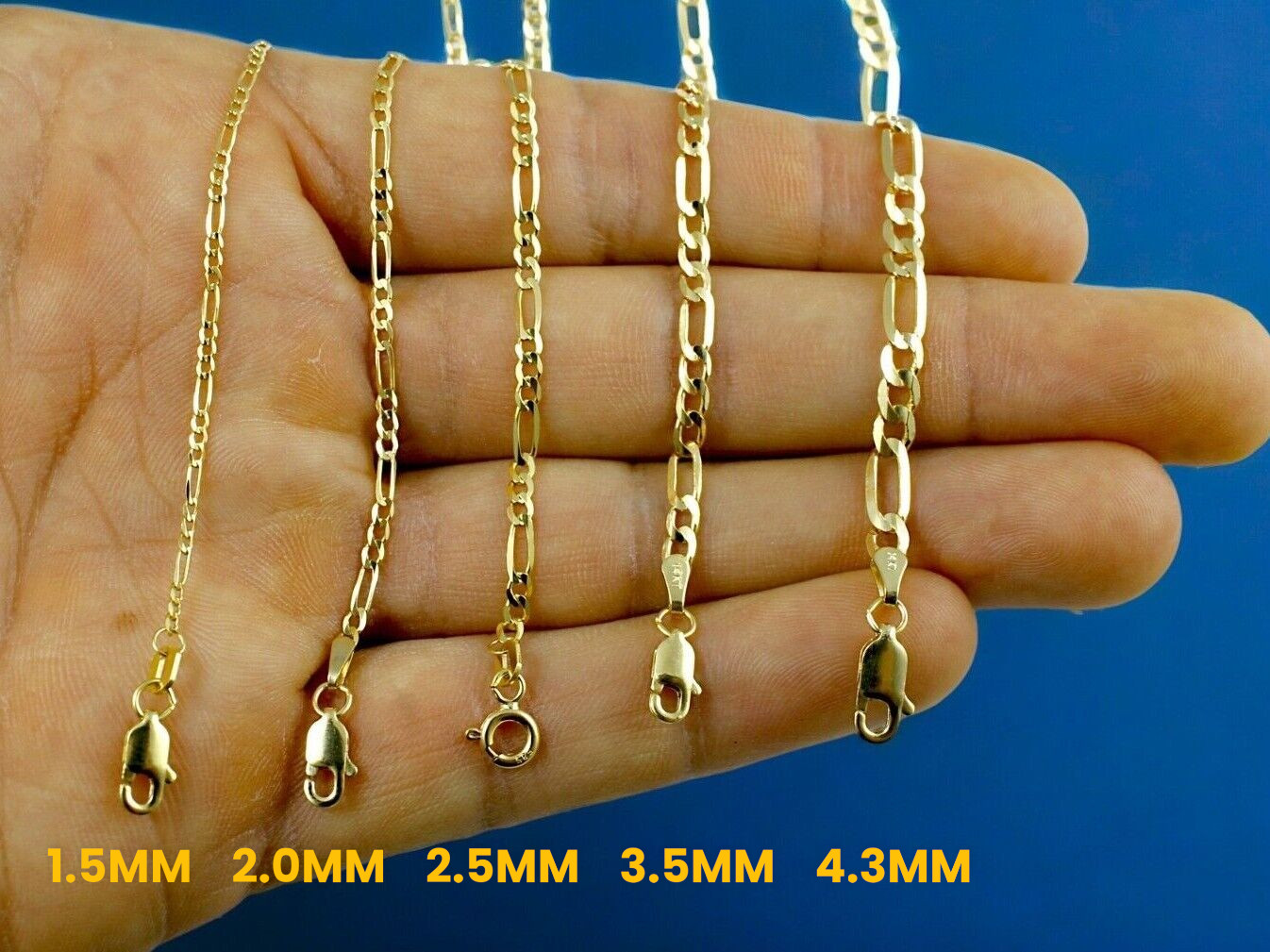 14K Yellow Gold 1.5mm-12mm Solid Figaro Chain Necklace Link All Sizes Real