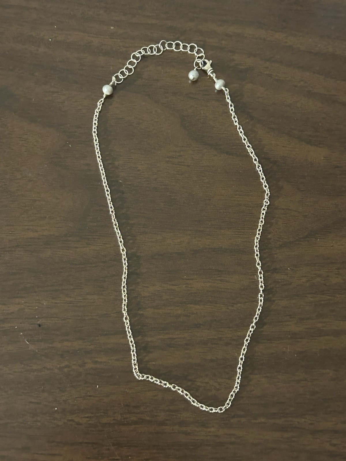 Sterling Silver 19 Inch Pearl Accented Classic Chain Necklace 6 Grams