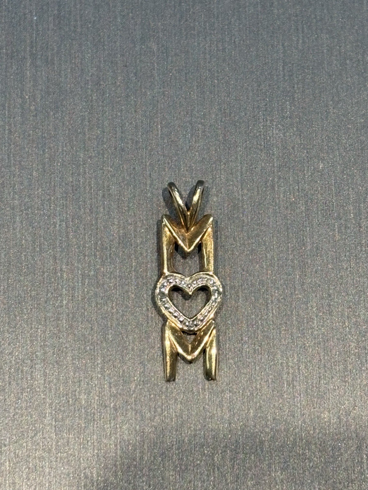 10K Yellow Gold Diamond Accent MOM Heart Pendant