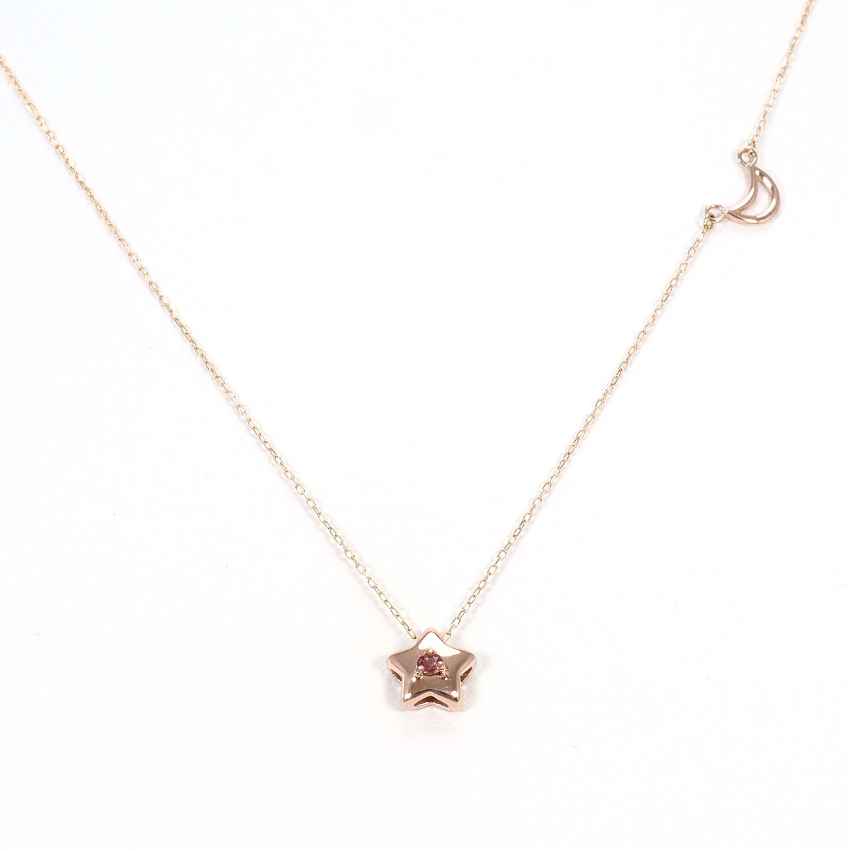 K10 10 gold Necklace Pink tourmaline 1.0g 40cm Free shipping Used