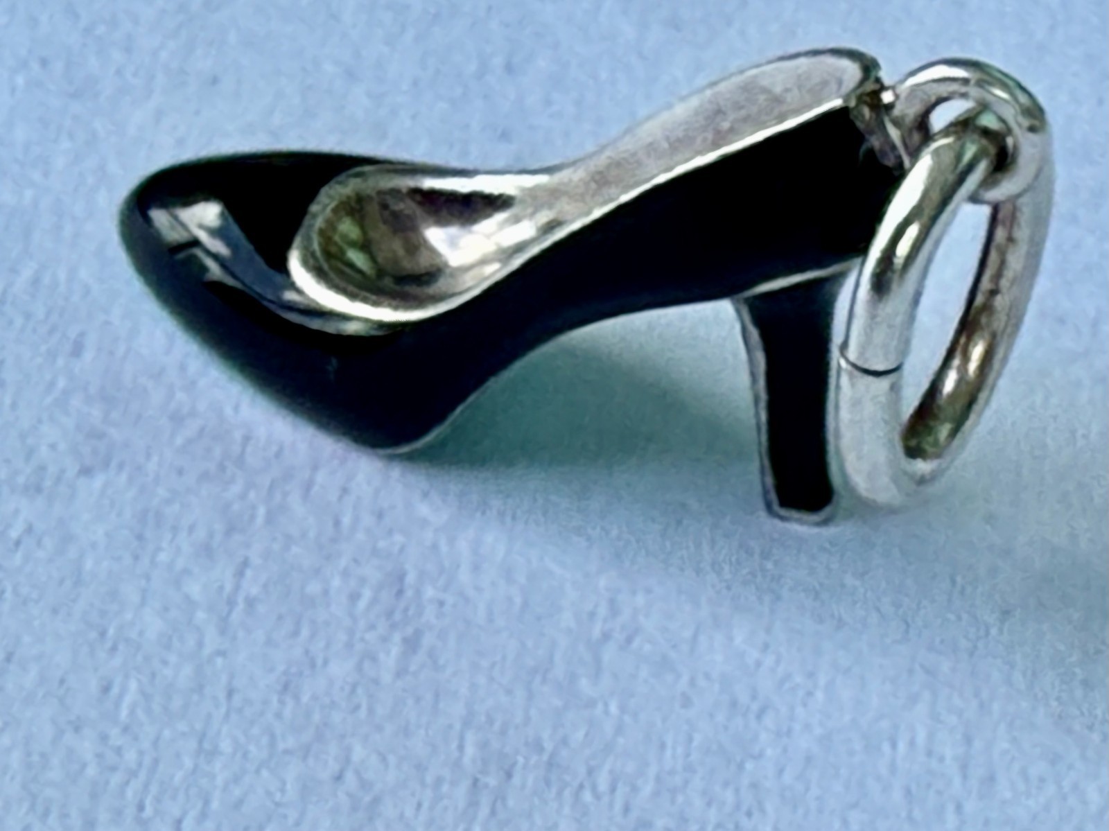Tffany & Co. Stilleto Heel Shoe Blue Enamel Pendant Charm Sterling Silver