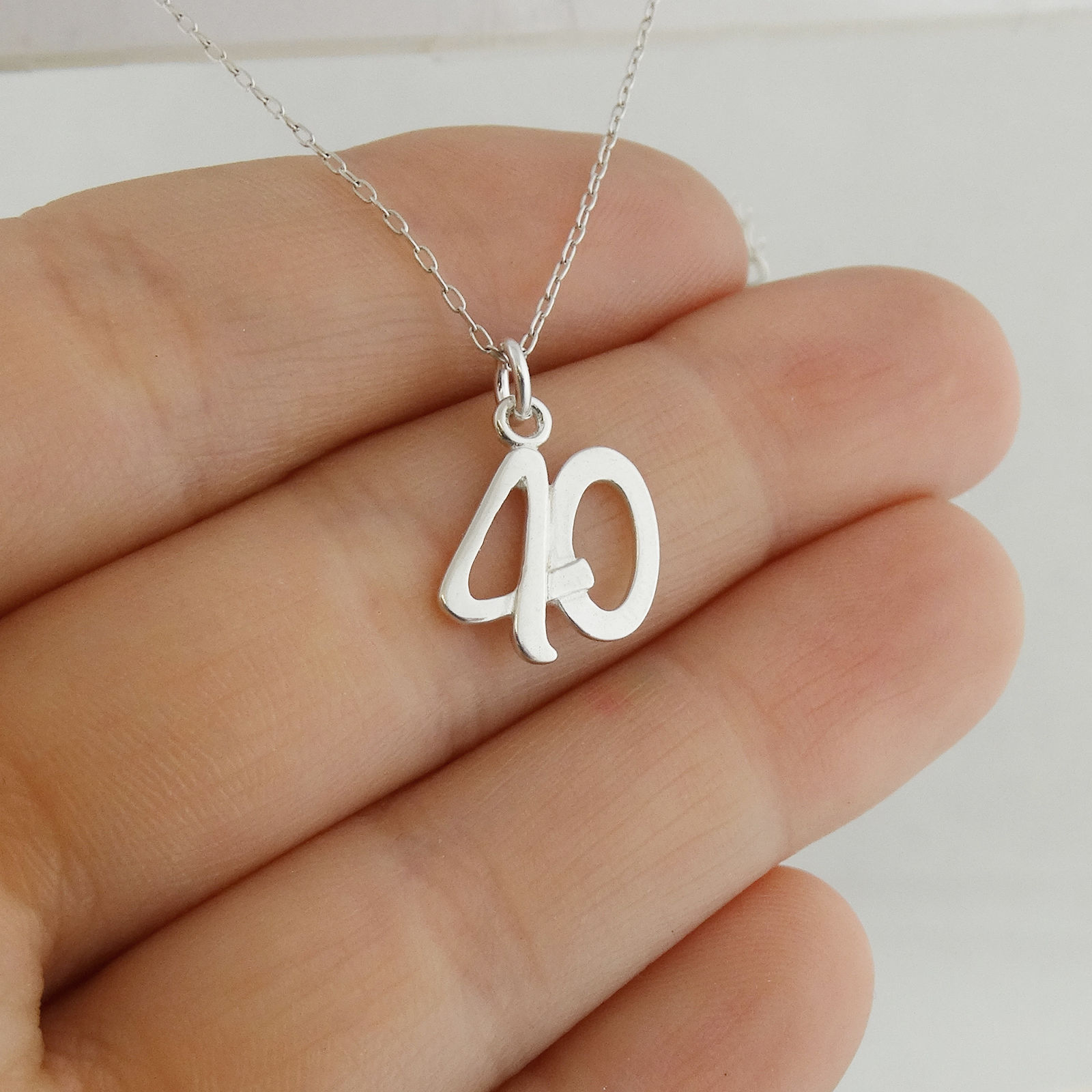 Number 40 Charm Necklace – 925 Sterling Silver – Forty 40th Birthday Anniversary