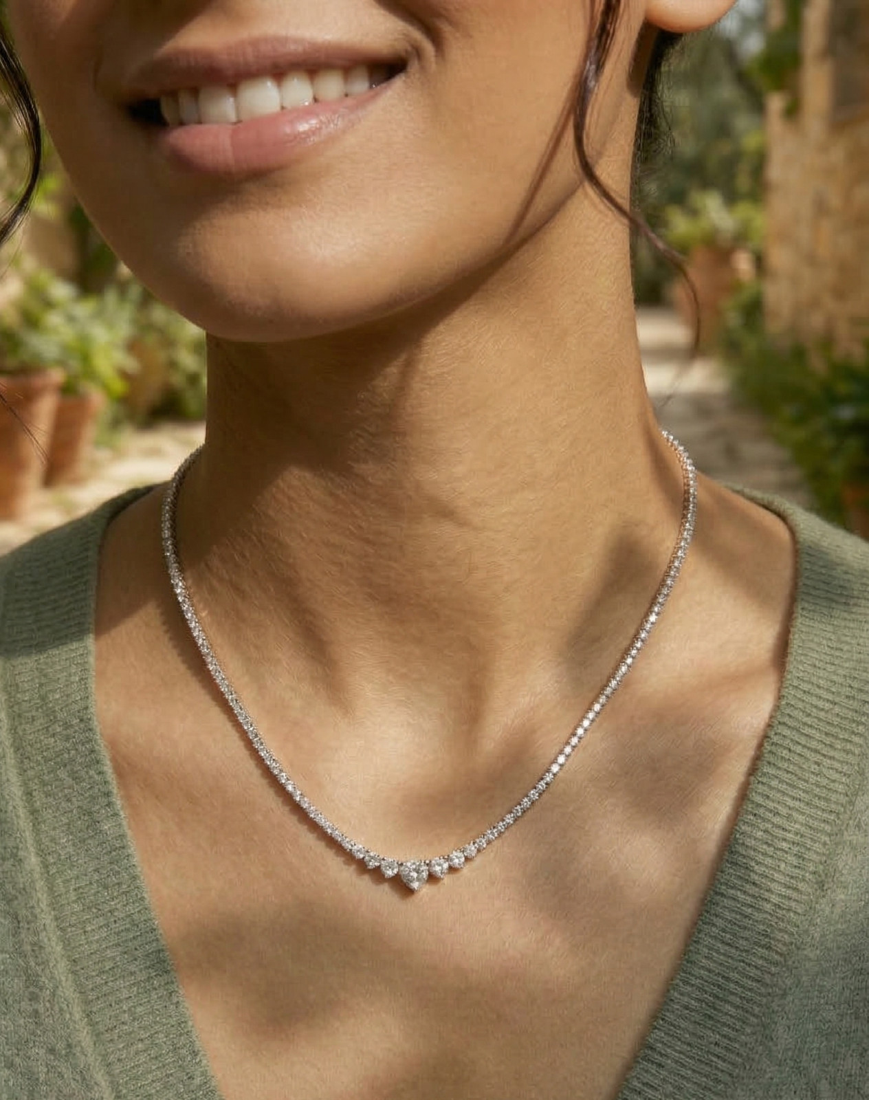 7CT Graduated Tennis Necklace Lab Grown Diamond – 14K Solid Gold or 925 Silver