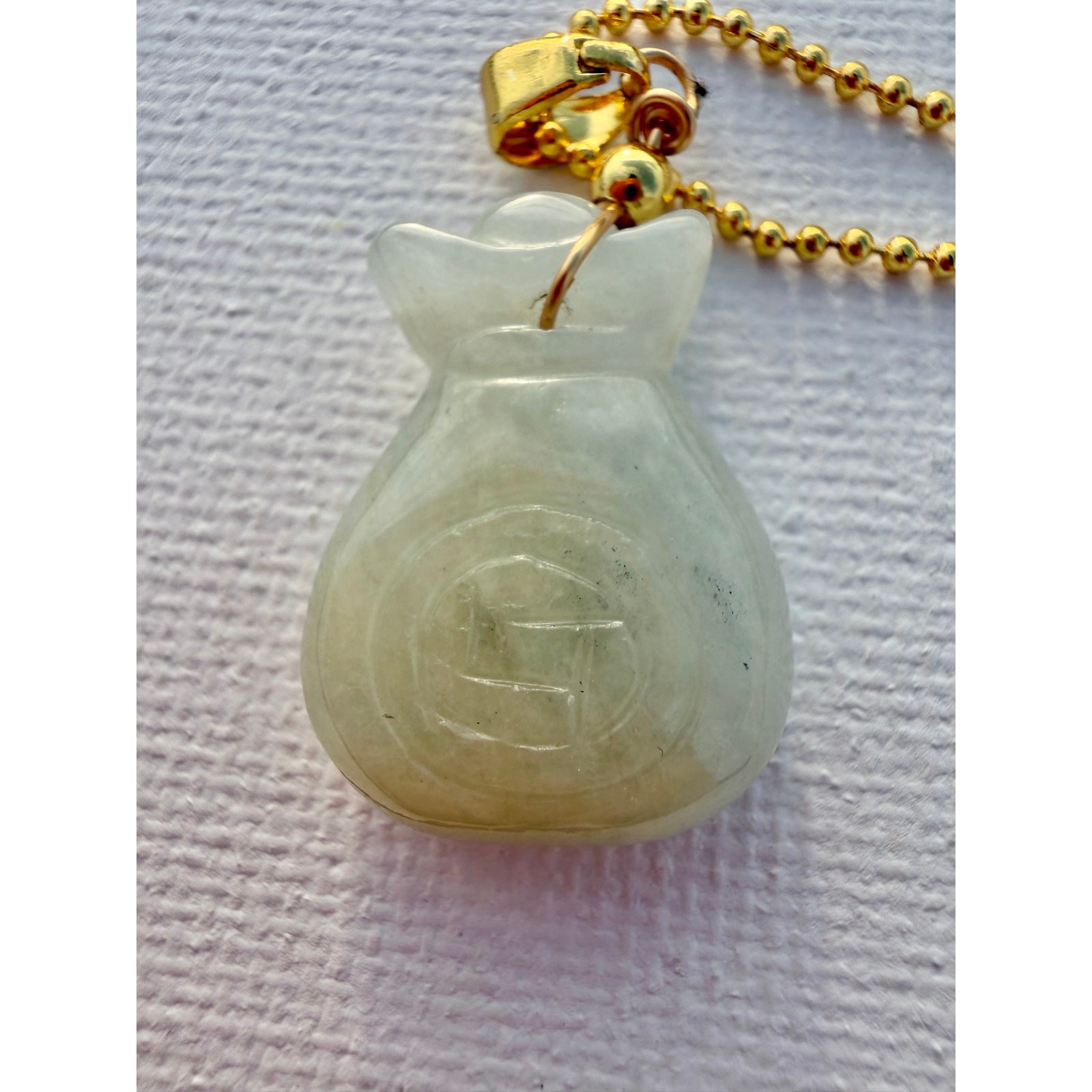 Natural Jade Money Bag Pendant Necklace | Lucky Wealth Charm