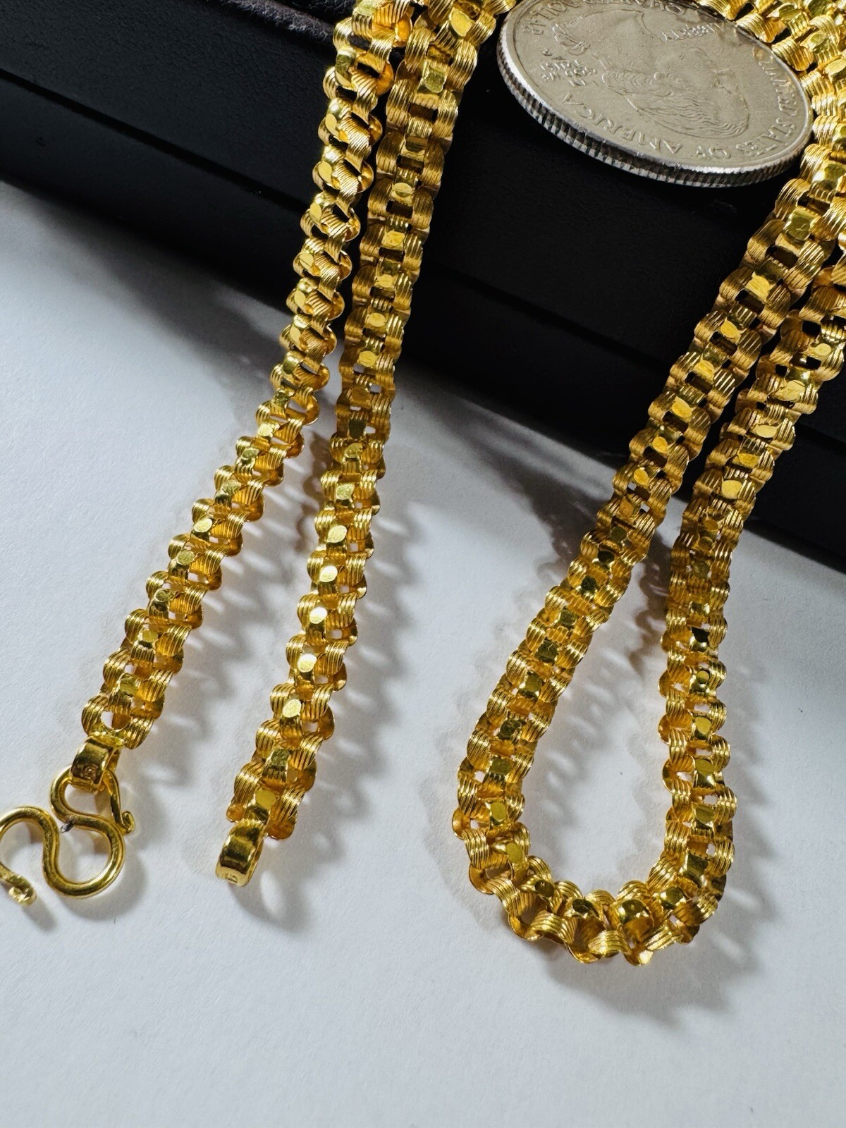 22K 916 22C Fine Real Dubai Gold 17.5”/18 inches Necklace 19g 6mm