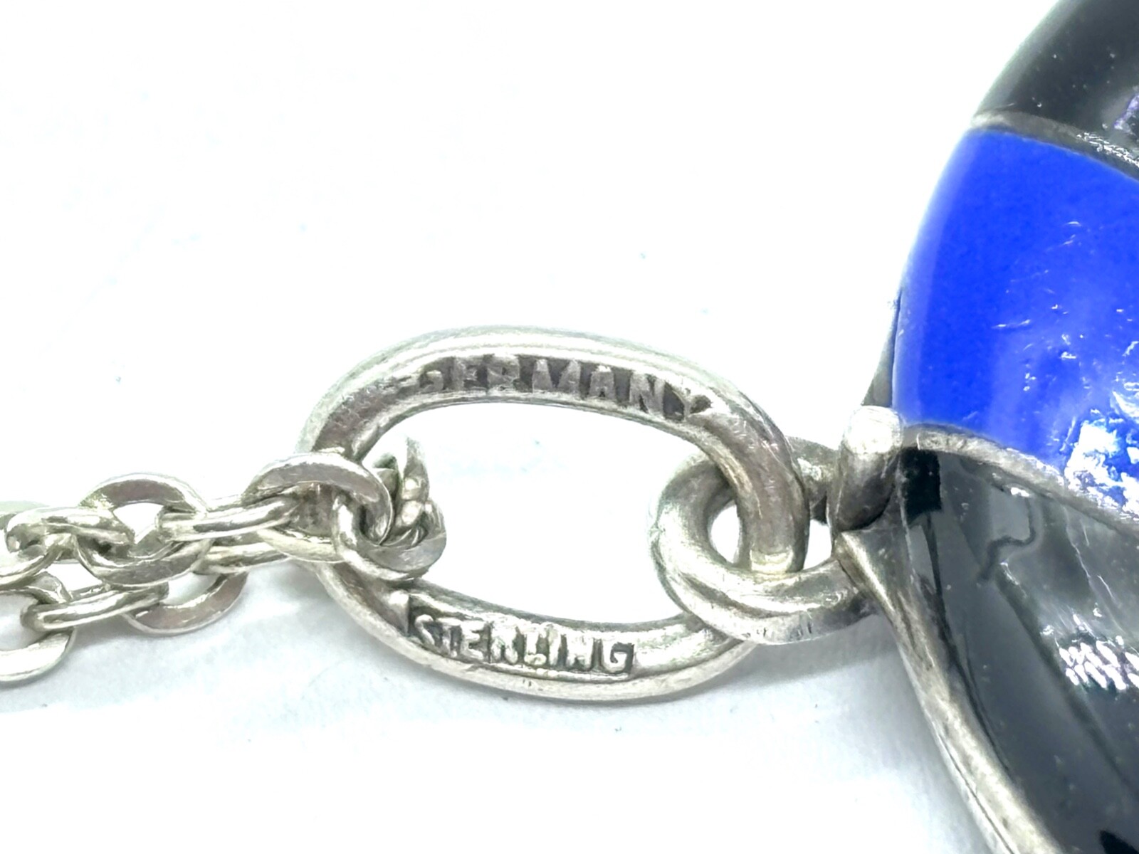 Antique 1900’s German Sterling Silver Enamel Picture Locket Pendant Necklace 16g