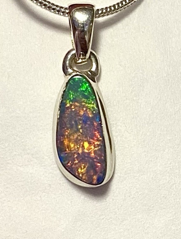 Natural Australian Opal Pendant 3/4” 925 Sterling Silver 🌹