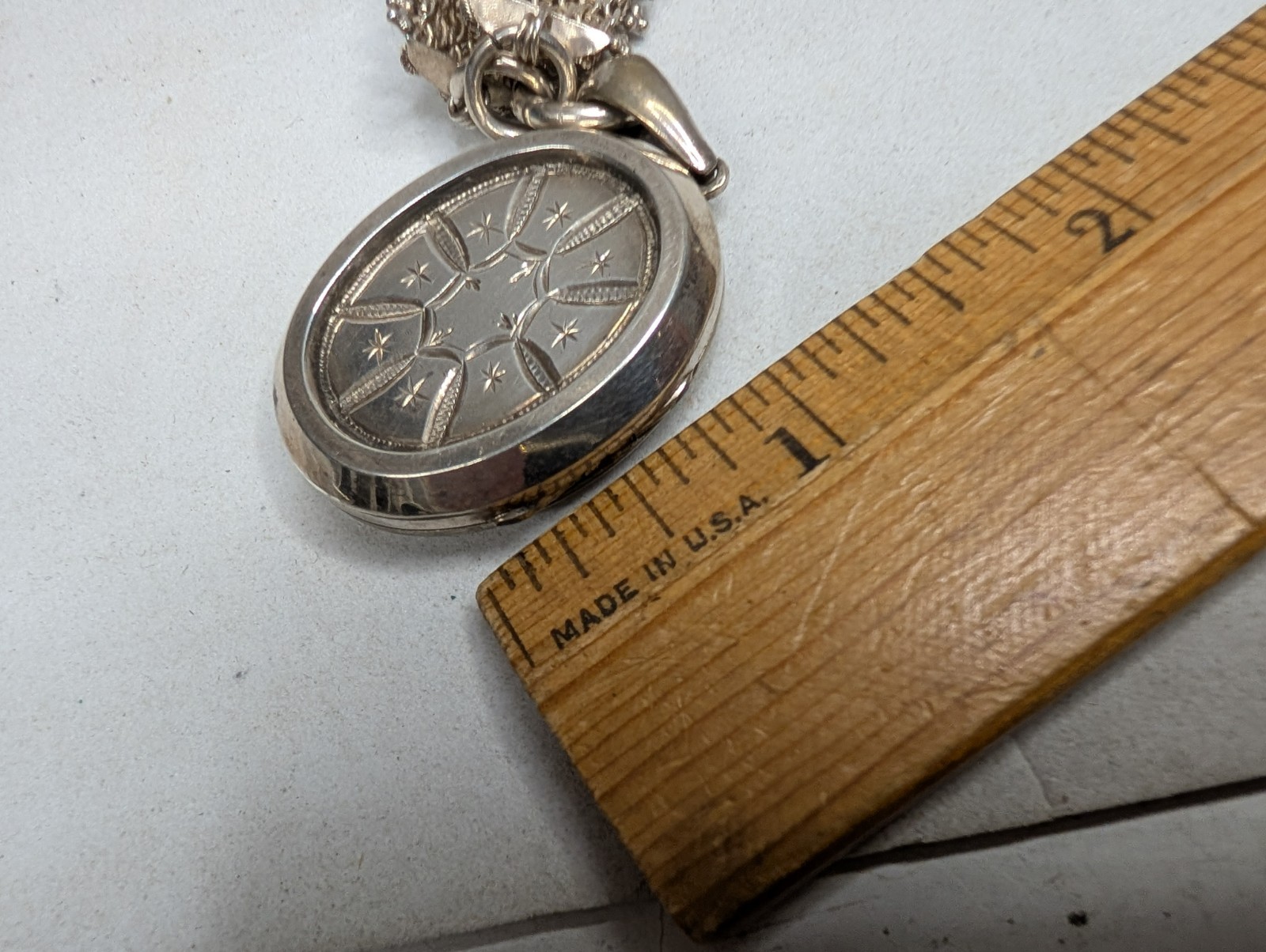 Victorian Era Silver Collar & Picture Locket 62.4 Grams