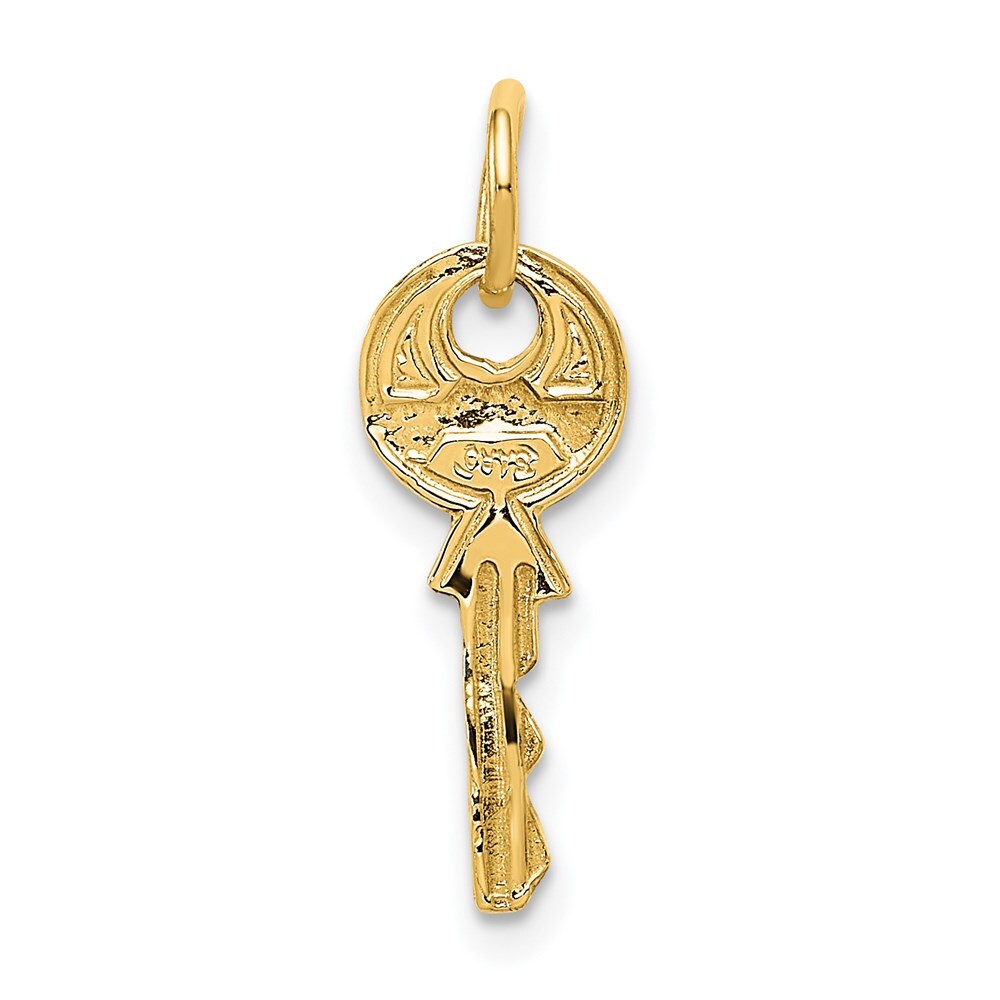 Real 14kt Yellow Gold Polished 3D Rounded Top Key Charm